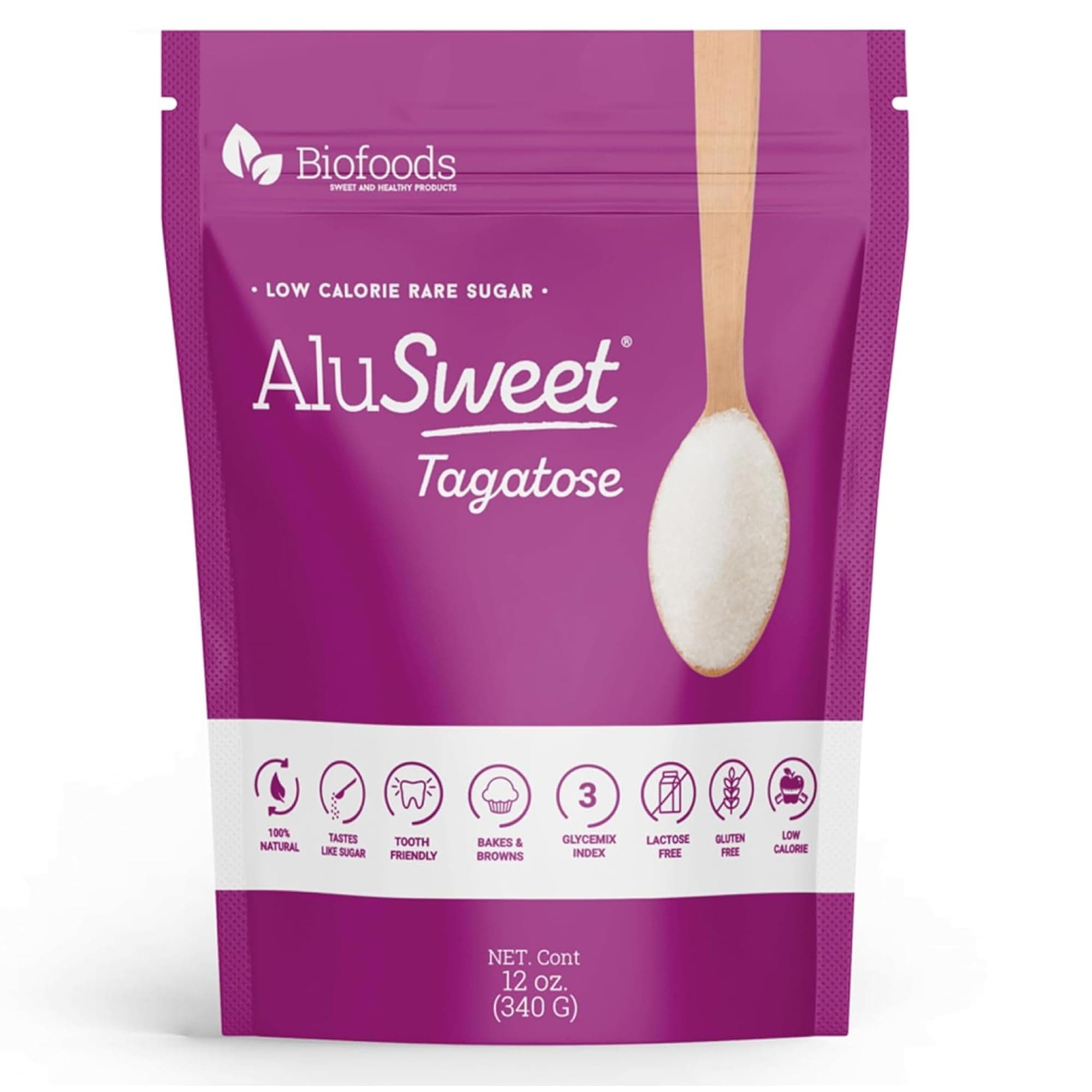 AluSweet 12oz Tagatose + Stevia Natural Low-Calorie Sweetener - Prebiotic, Keto & Diabetic-Friendly - 12oz 2:1 Replacement -, Gluten & Lactose-Free, Sugar Substitute, Ideal for Baking, No Aftertaste