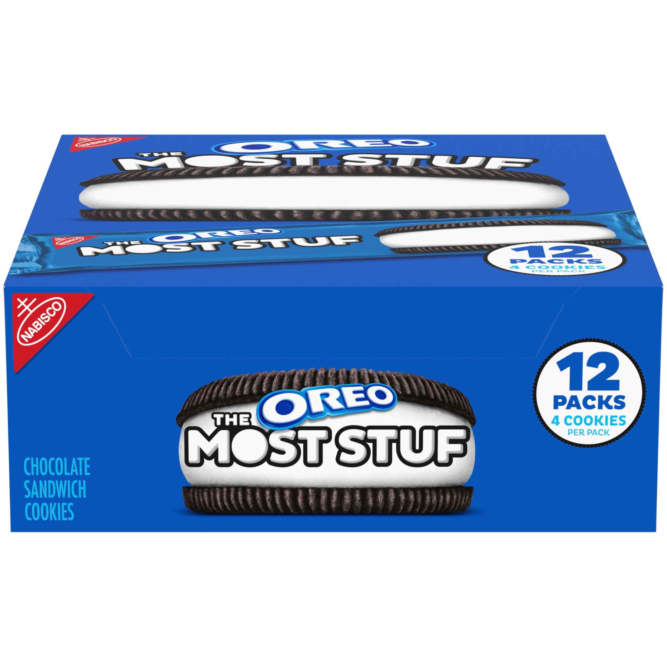 OREO The Most Stuf Chocolate Sandwich Cookies, 12 Snack Packs (4 Cookies Per Pack)