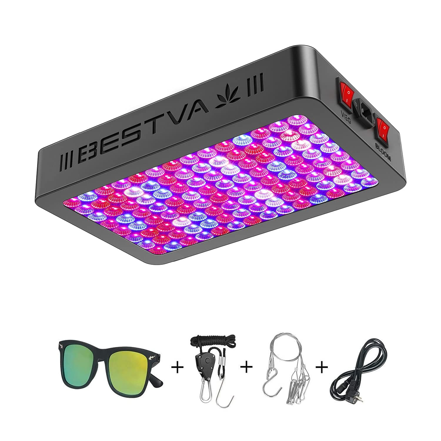 BESTVA DC Series 1200W LED Grow Light Full Spectrum Dual-Chip Growing Lamp for Hydroponic Indoor Plants Veg and Flower