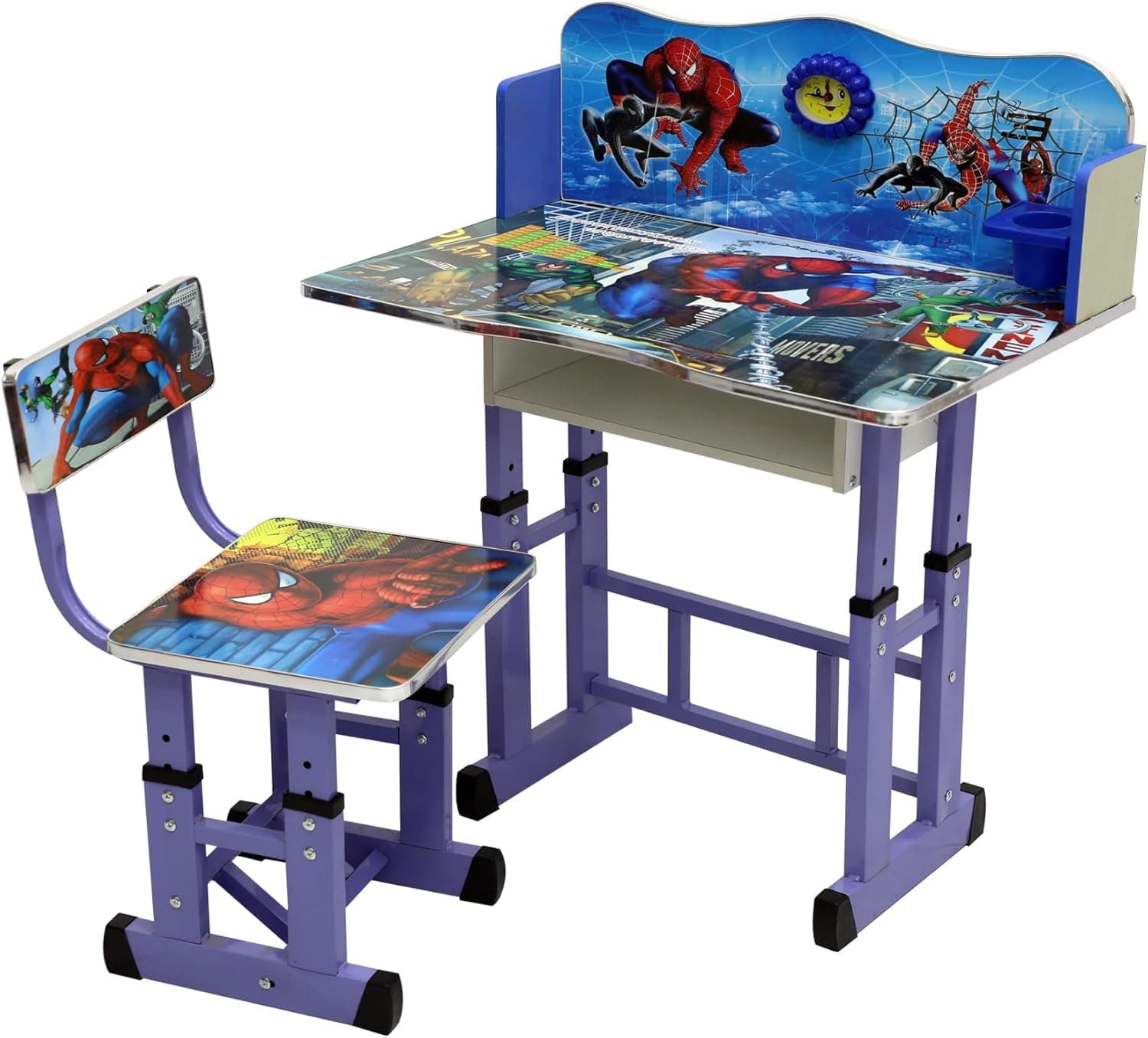 ALWASIT HOMEPogo Study Desk and Chair Set for Kids | Educational Table Set (Blue Spiderman)