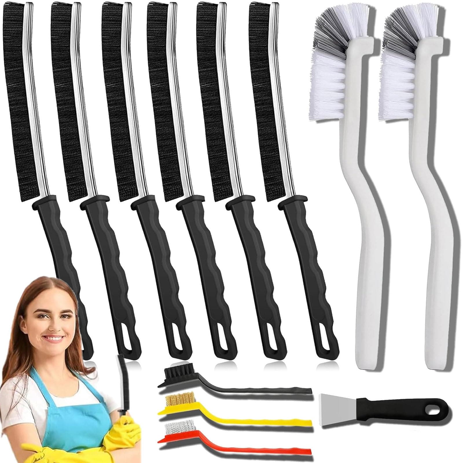 Crevice Cleaning Brush,New Multifunctional Cleaning Brush Tool, Bathroom Gap Brush, Home, Kitchen, Bathroom, Window, Vehicle, Faucets, Toilet,6Pcs