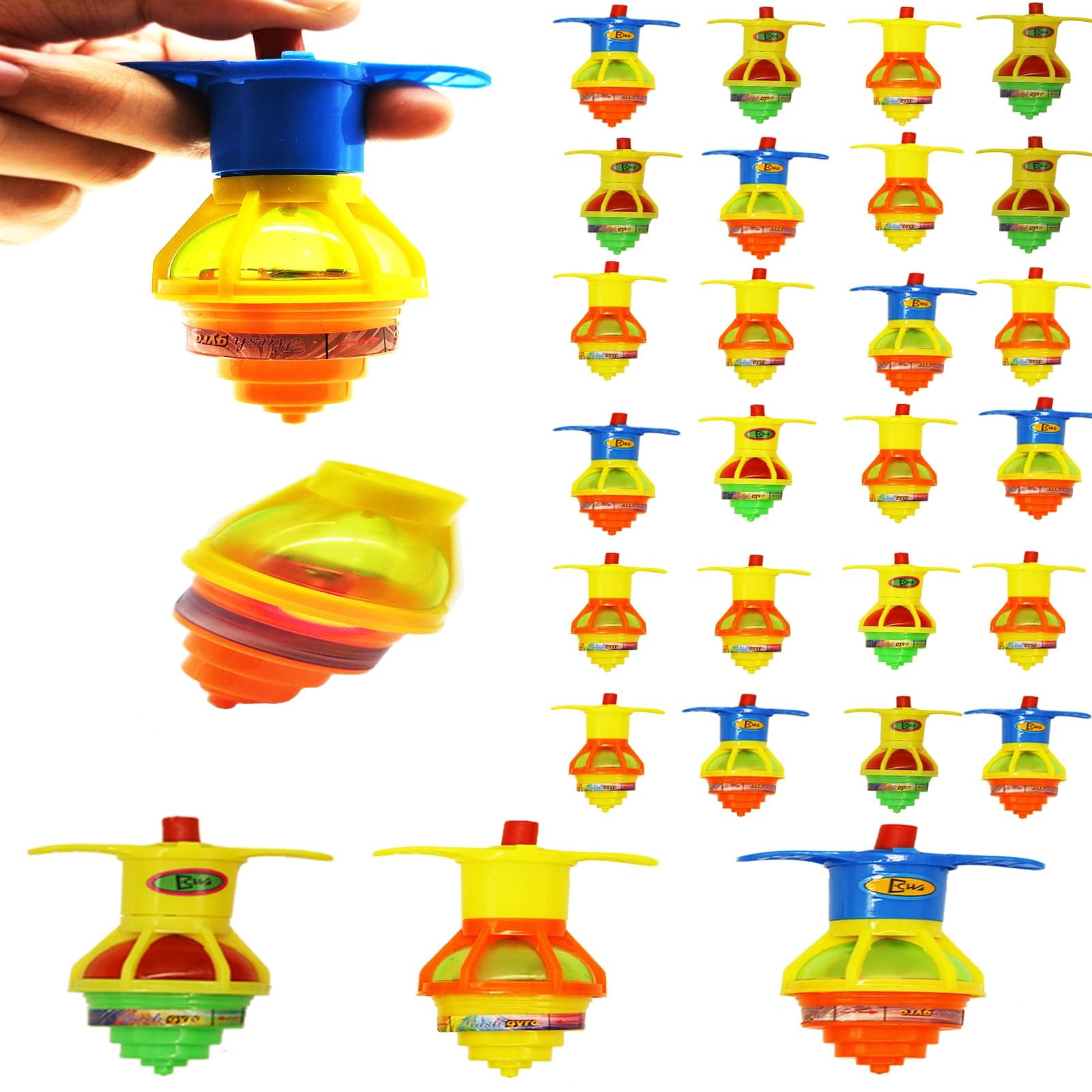 24 PCS Red Spinning Tops Set, Light-Up UFO Spinners with Spectacular Light Show, Party Favors, Goodie Bag Fillers, Birthday Supplies & Event Gifts