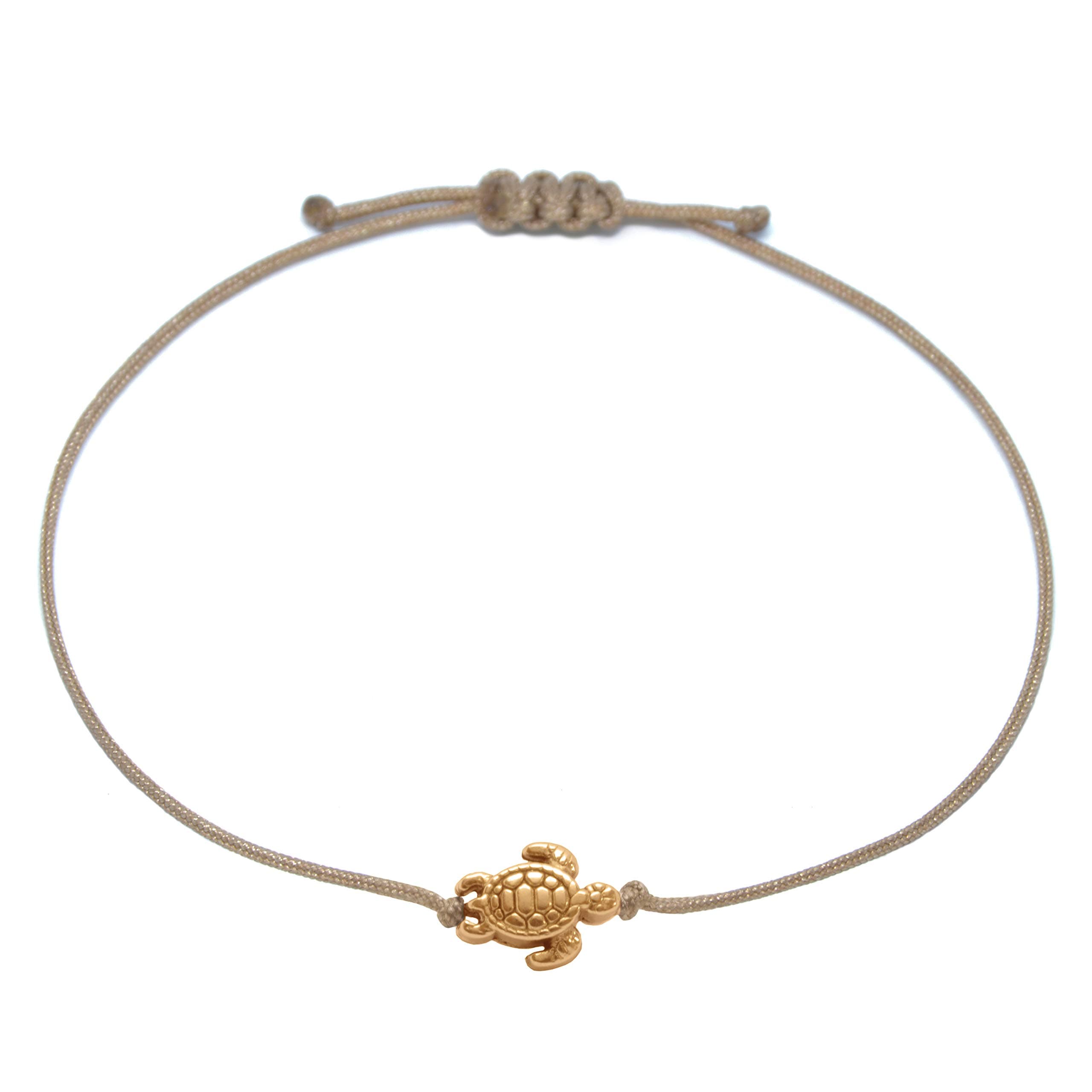 Rose Gold Bracelet Brown Textile Bracelet With Rose Gold Tortoise/Turtle Handmade