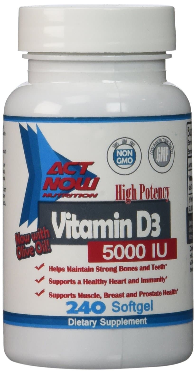 Vitamin D3 By Act Now Nutrition – GMO And Soy Free Extra Strength 5000 IU High Potency Supplement Complex in Food Grade Extra Virgin Olive Oil Liquid Mini Softgel Pills – Made From Lanolin (A Natural Source Of Cholecalciferol) - Promotes A Healthy Lifestyle, Calcium Absorption, and Prevents D3 Deficiency And Its Symptoms – Get Benefits Now At Hot Discount Sale Price – 240 Day No-Hassle Guarantee (240)