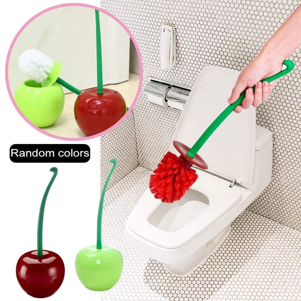 Never-hu Creative Cherry Shaped Toilet Brush Set, Compact Toilet Brush And Holder,ABS Plastic Handle,Decorative Toilet Brush,Bathroom Cleaning Tool Random Color Delivery