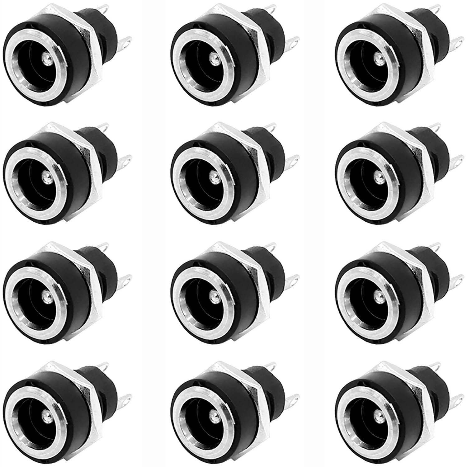 12 Pieces 5.5mmx2.1mm 2 Pins DC Power Jack Female Panel Mounting Connector Socket