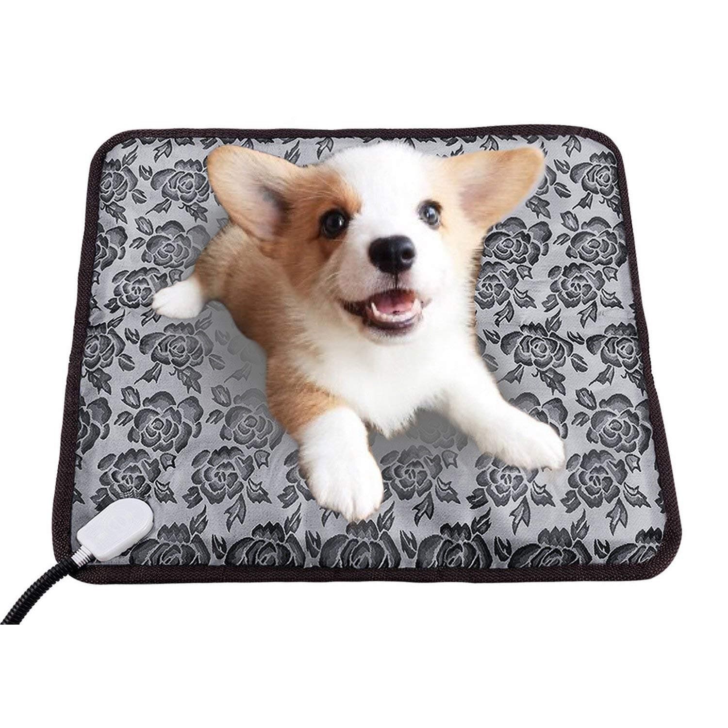 BeyondEC Pet Heating Pad Electric Heating Pad for Dog and Cat Pet Bed Warmer Waterproof Adjustable Warming Mat with Chew Resistant Steel Cord, Anti-Pet Scratch Indoor Warming Mat 17.7" x 17.7"