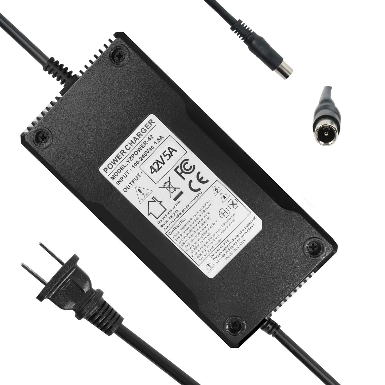 YZPOWER 42V 5A Battery Charger for Electric Scooter Segway Ninebot Max 36V Lithium Battery Pack 8mm Connector