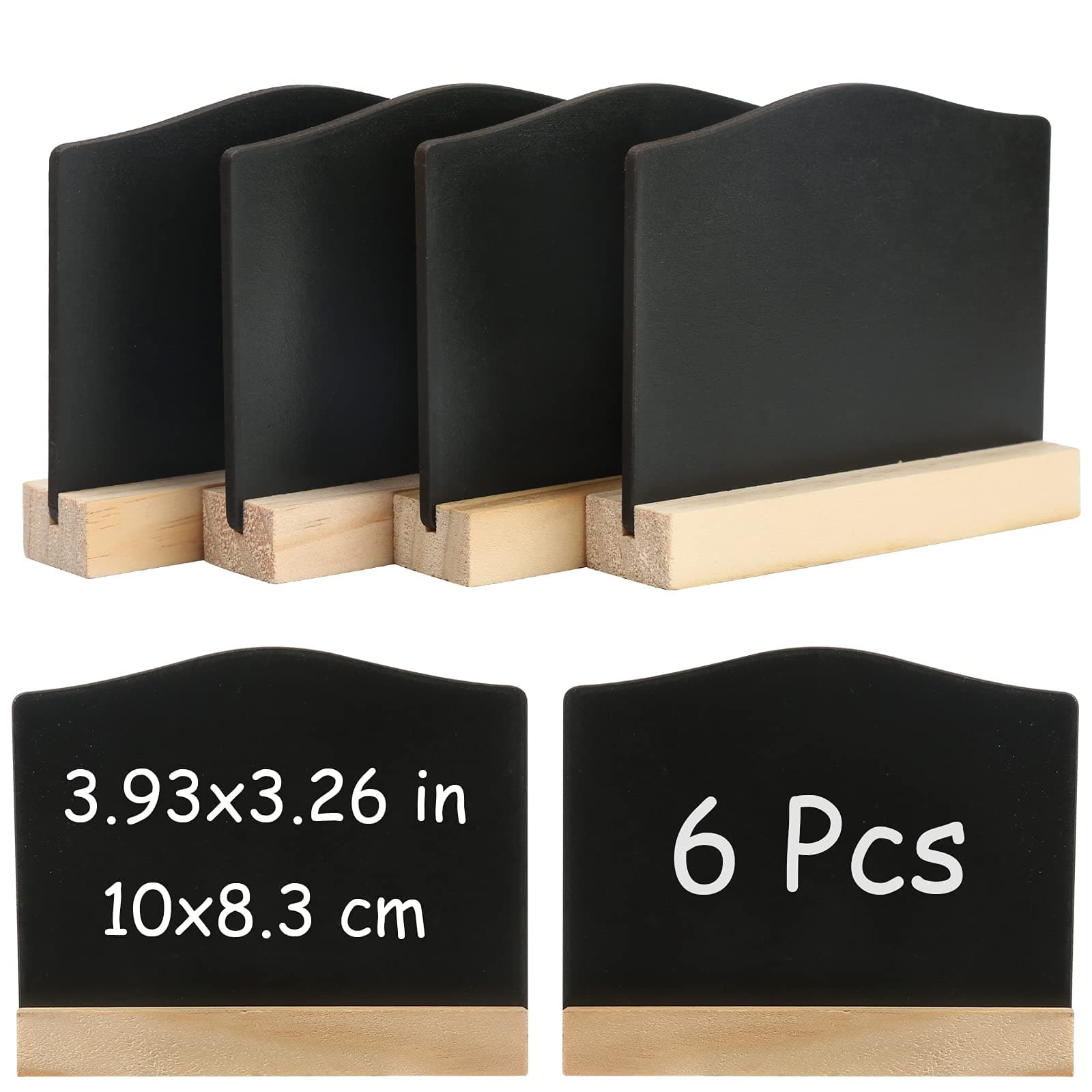 DONQL 6Pack Mini Chalkboard Signs, Kitchen Notes Chalk Boards with Stands 10x7.2cm Small Blackboard Message Tabletop Board for Message Signs Place Cards Table Numbers Shop Buffet Cafe Party