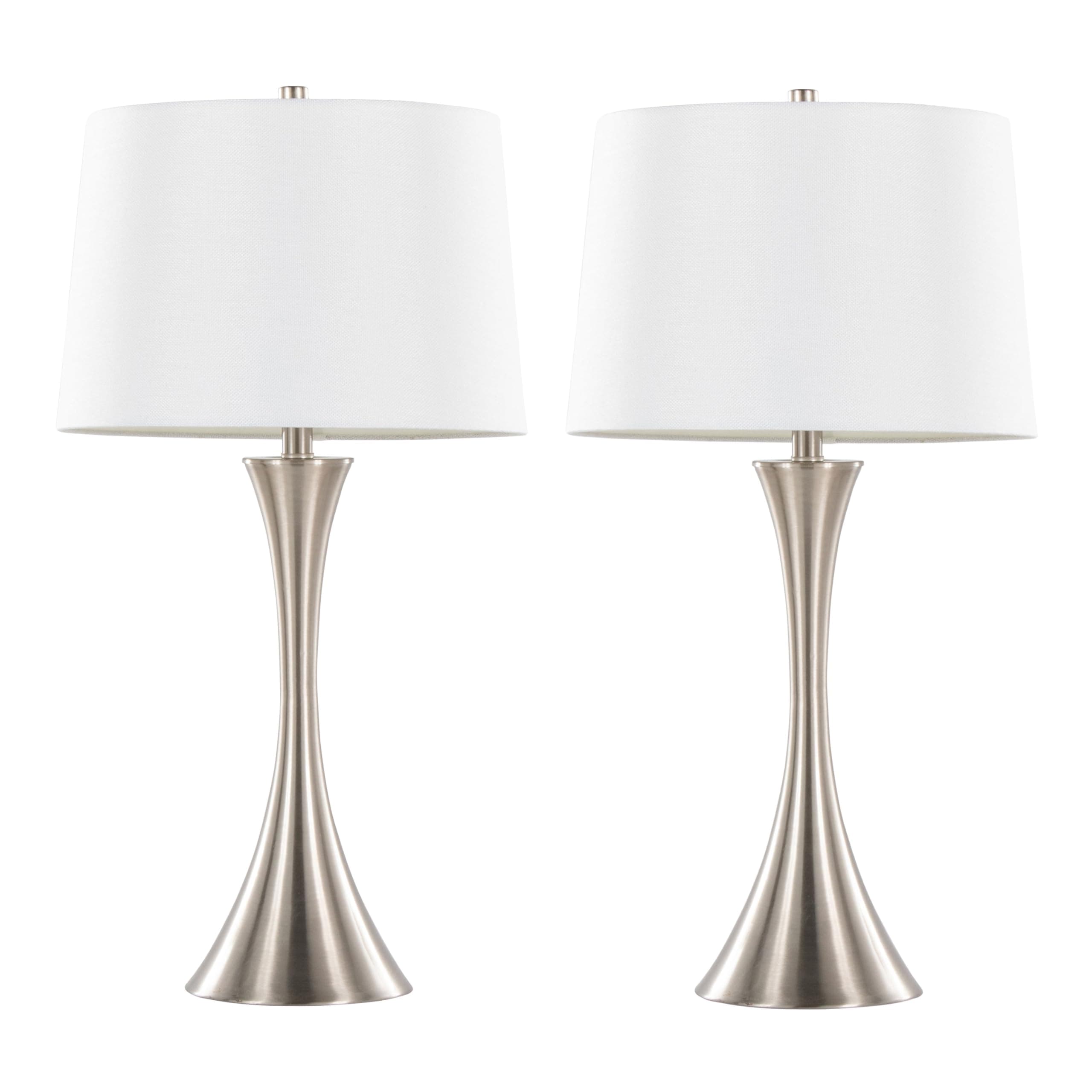 Grandview GalleryLenuxe 29" Metal Table Lamps Set of 2, Desk Lamp, Bedside Lamps for Night Stands, Nightstand Lamp, Small Table Lamps for Living Room Set of 2, Gold Lamps Set of 2 (Brushed Nickel)