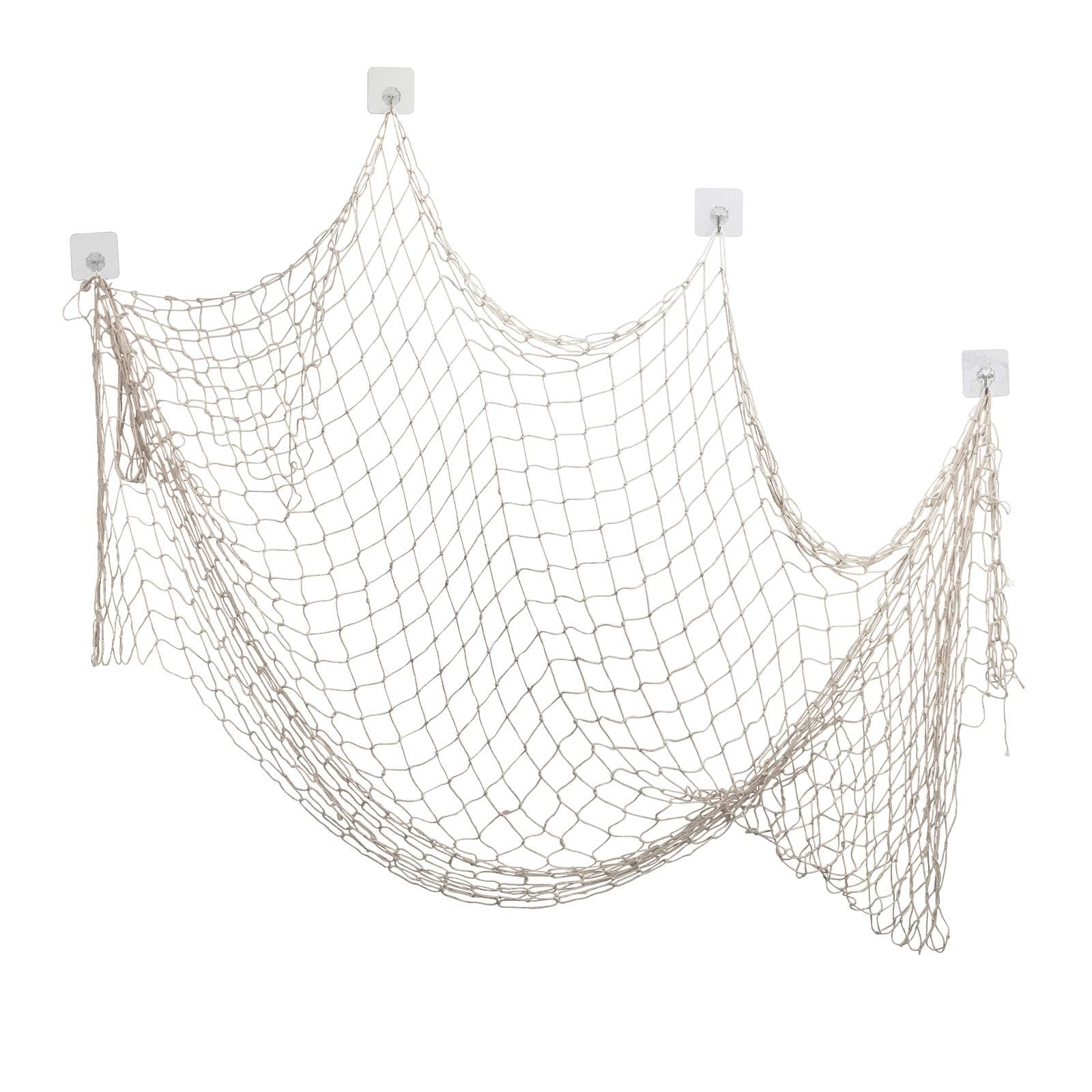 ZERHOK Decor Fishing Net,Beige Natural Cotton Decorative Netting Mediterranean Style Photo Display Wall Hanging Decoration for Ocean Pirate Hawaiian Nautical Beach Themed Party Wedding