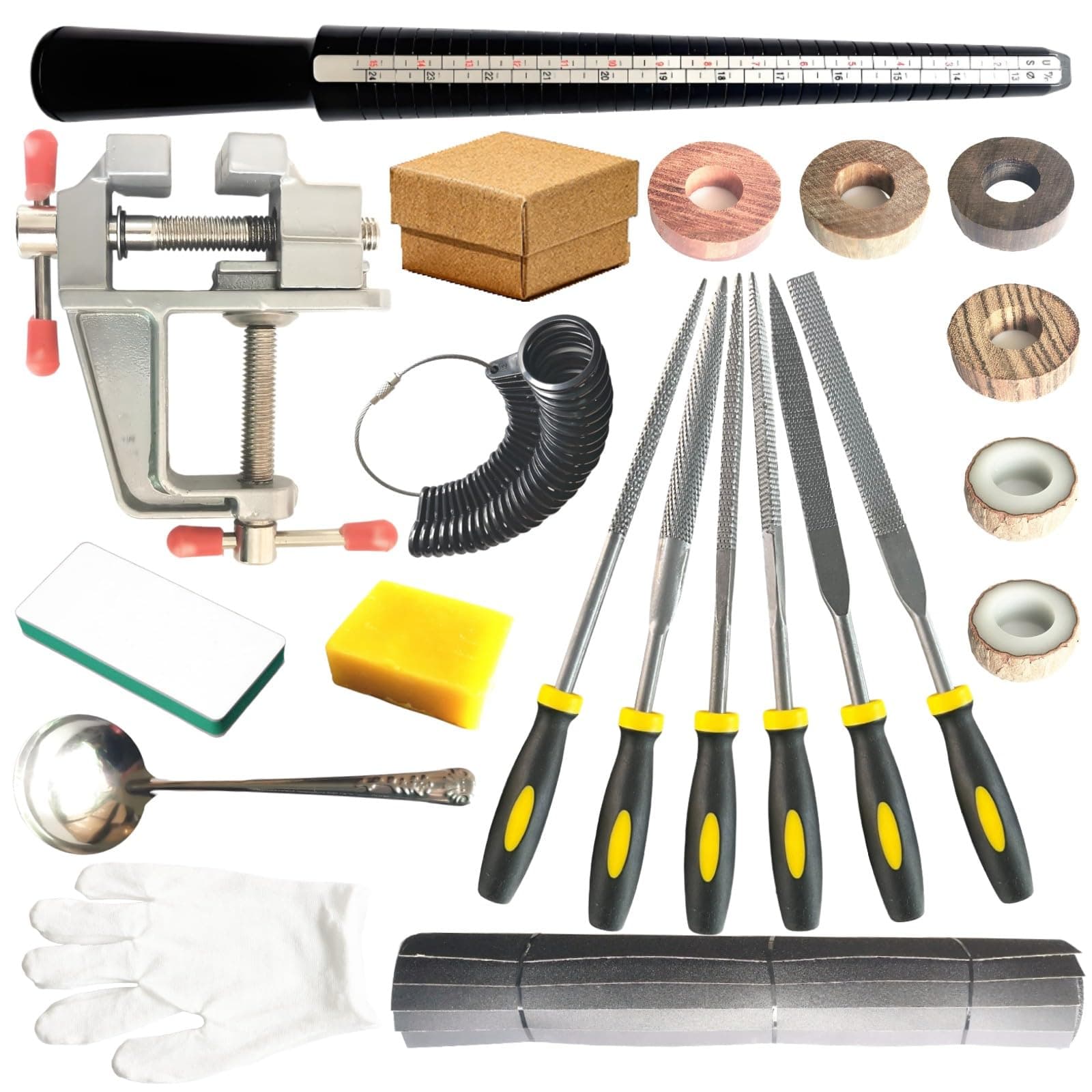 DEUXPER Sandalwood Ring Craft Kit - DIY Make Your Own Jewelry Ring - Craft Project for Adults, Teens, Kids, Beginners - Great Gift (Ring Material 6 Pcs)