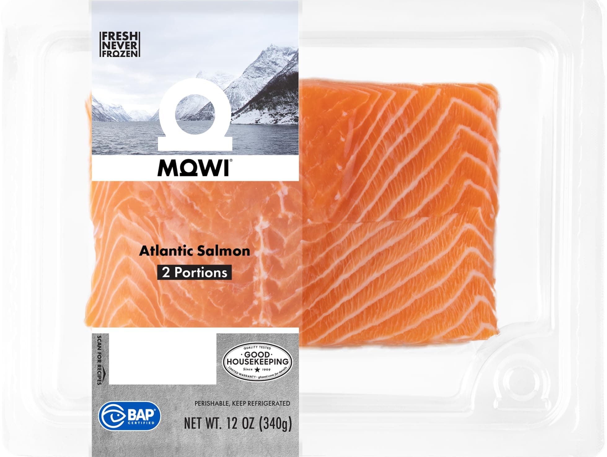 MOWI Atlantic Salmon 12oz, 2 Portions, Fresh Never Frozen