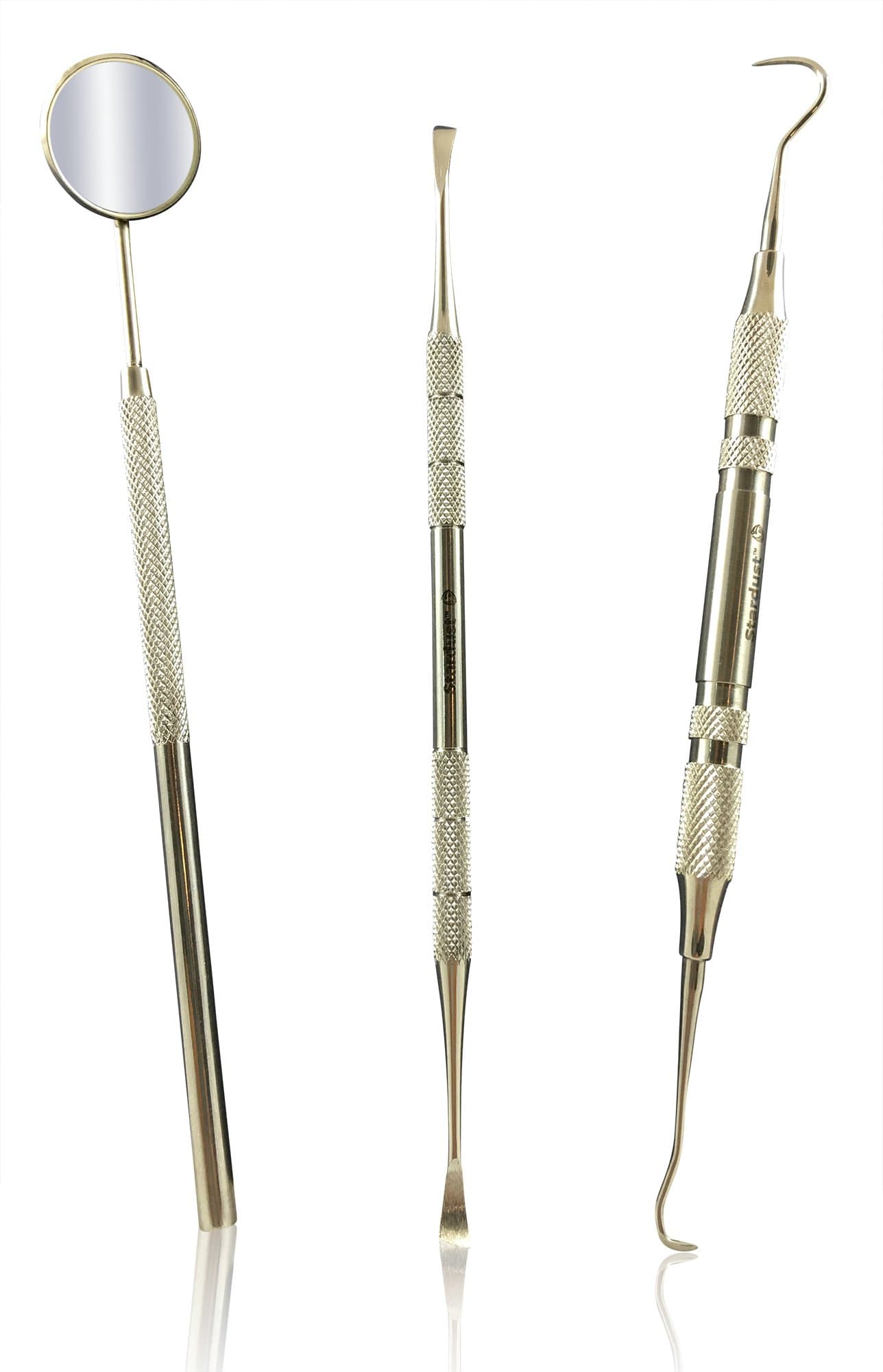 Stardust Professional Dental Hygiene Kit Bundle with Plaque Tartar Remover, Scaler, Mirror Scraper and Black Travel Case