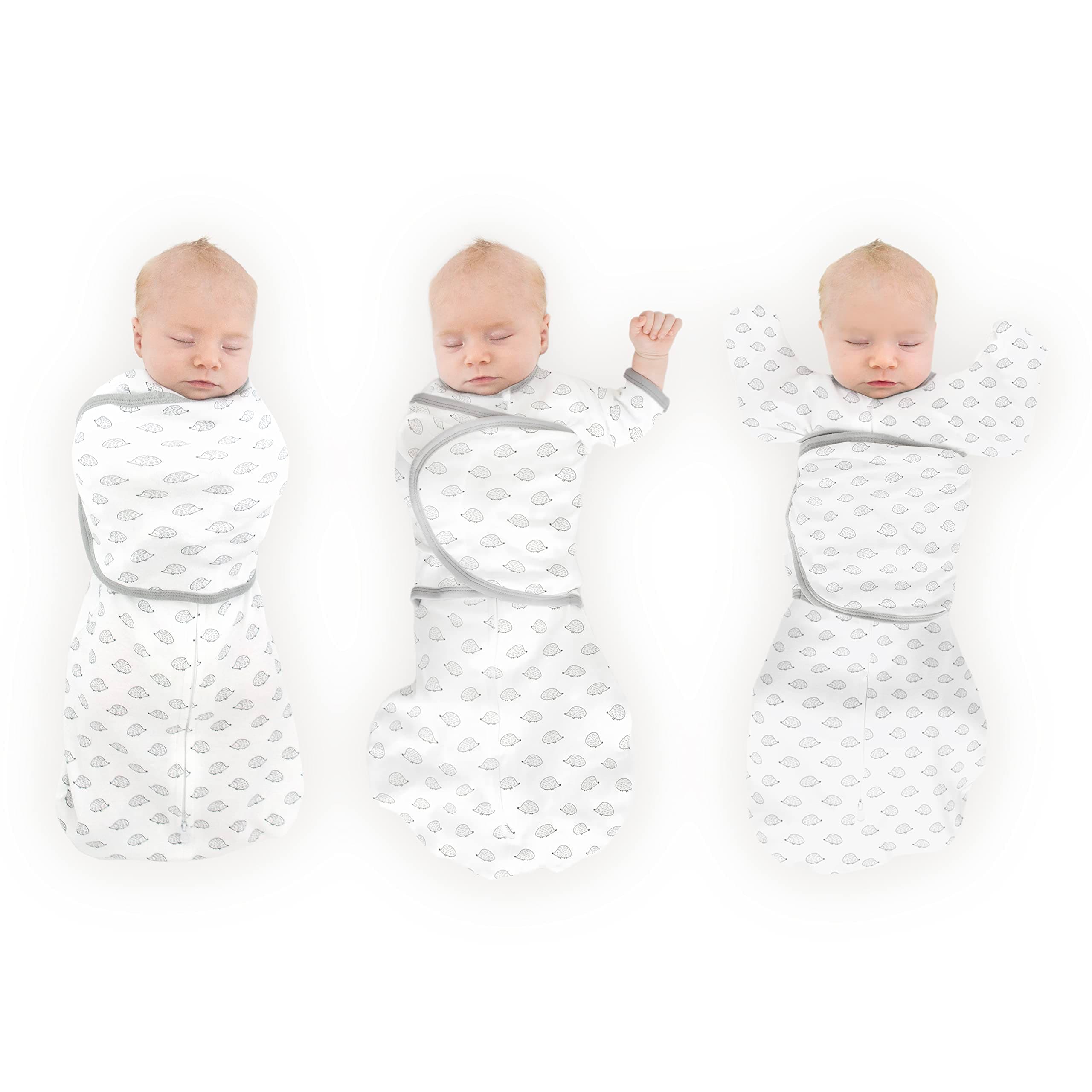 Omni Swaddle Sack with 6-way Adjustable Wrap & Arms Up Sleeves & Mitten Cuffs, Easy Swaddle Transition, Better Sleep for Newborn Baby Boys & Girls, Tiny Hedgehogs, Small, 0-3 Months
