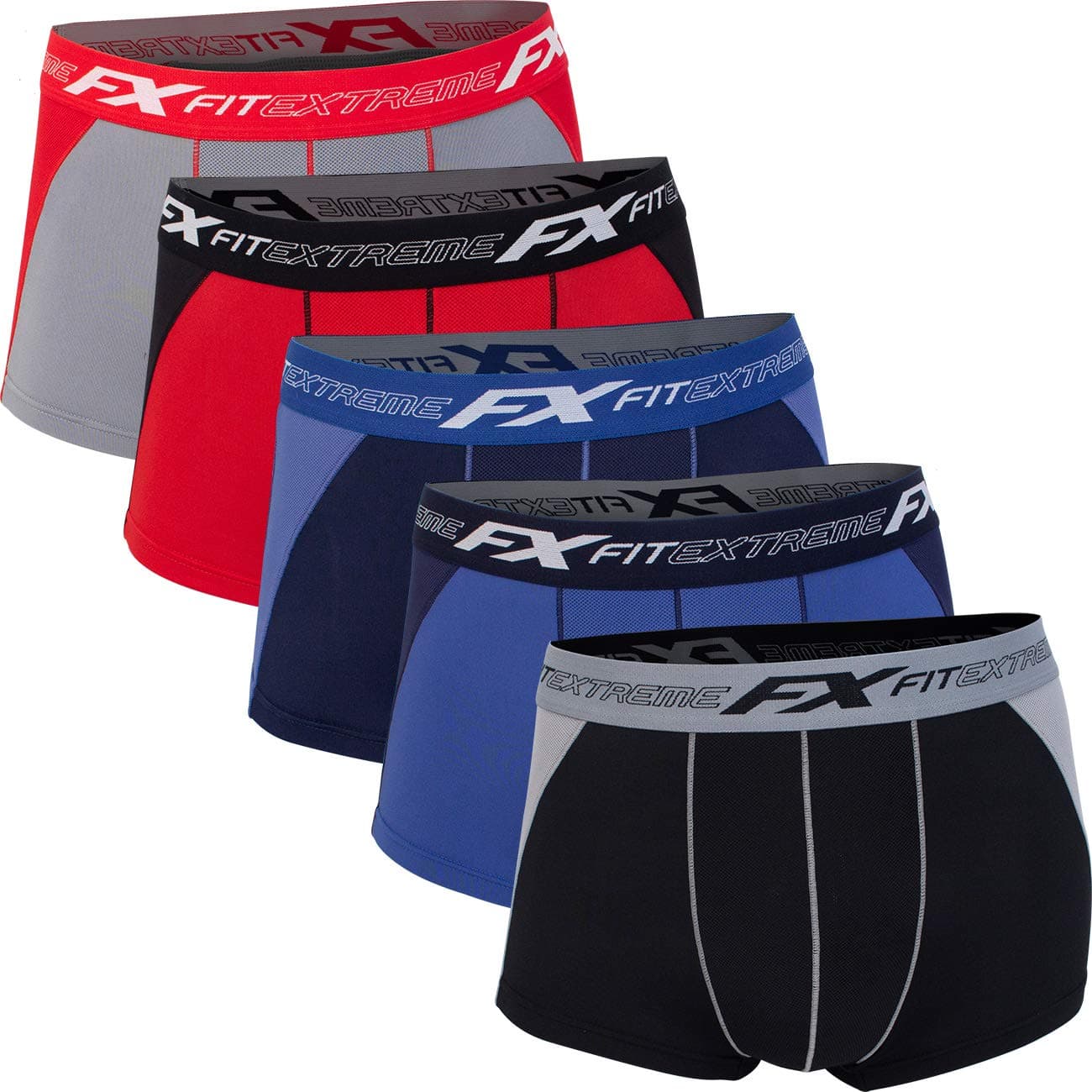 Mens 5 Pack 2Way Mesh Cool Sporty Performance Short Boxer Briefs XL