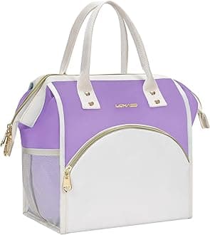 LOKASS Lunch Bag Women Insulated Lunch Box, Wide-Open Lunch Tote Bag Leak-proof Cooler Bag for Work Picnic-（Light Purple）