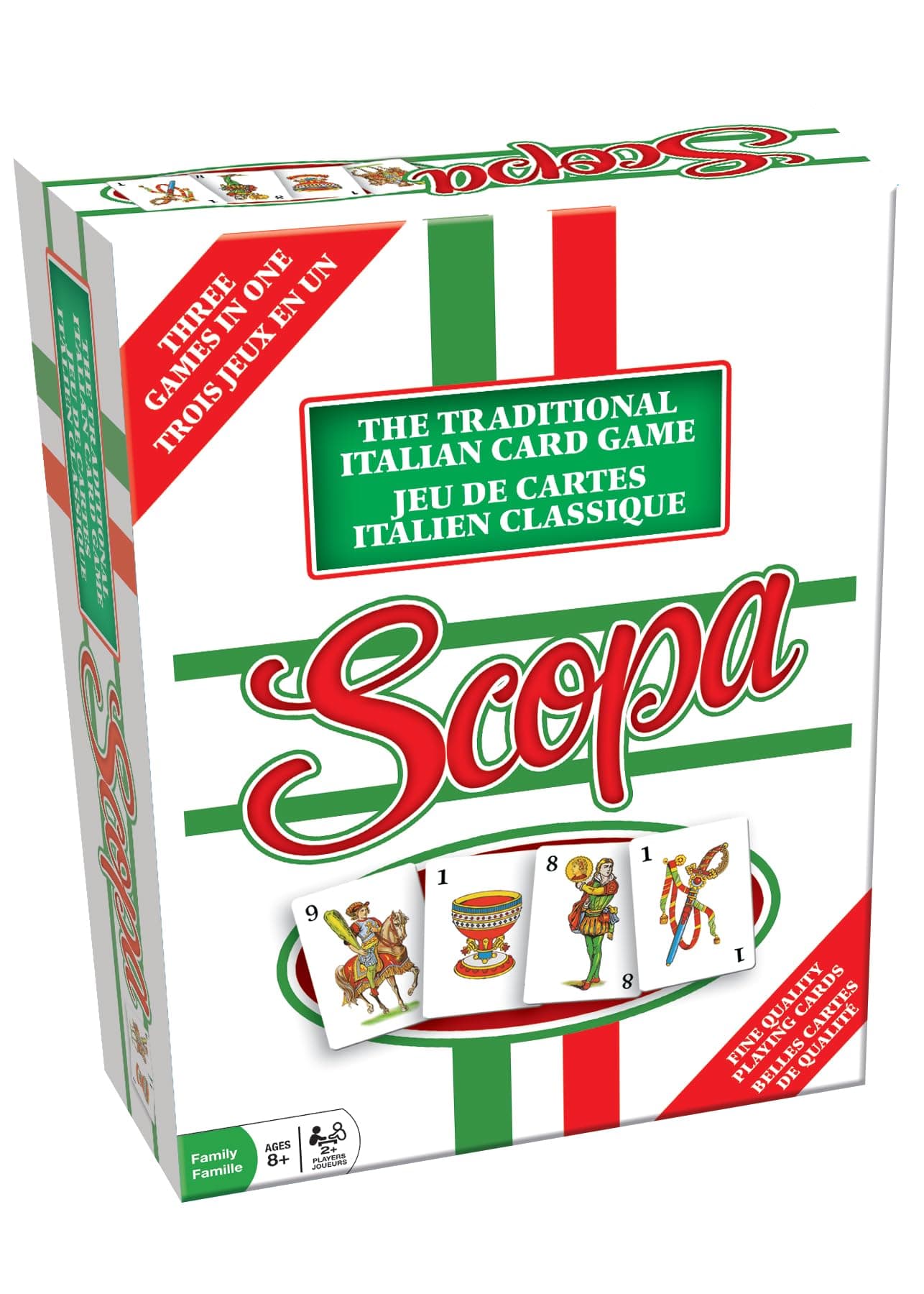 Imagination Outset Media Scopa Card Game (Bilingual English/French), Full Size, 3 Games in 1, Classic Italian Family Strategy, Easy to Learn, Ages 8+, 2–6 Players