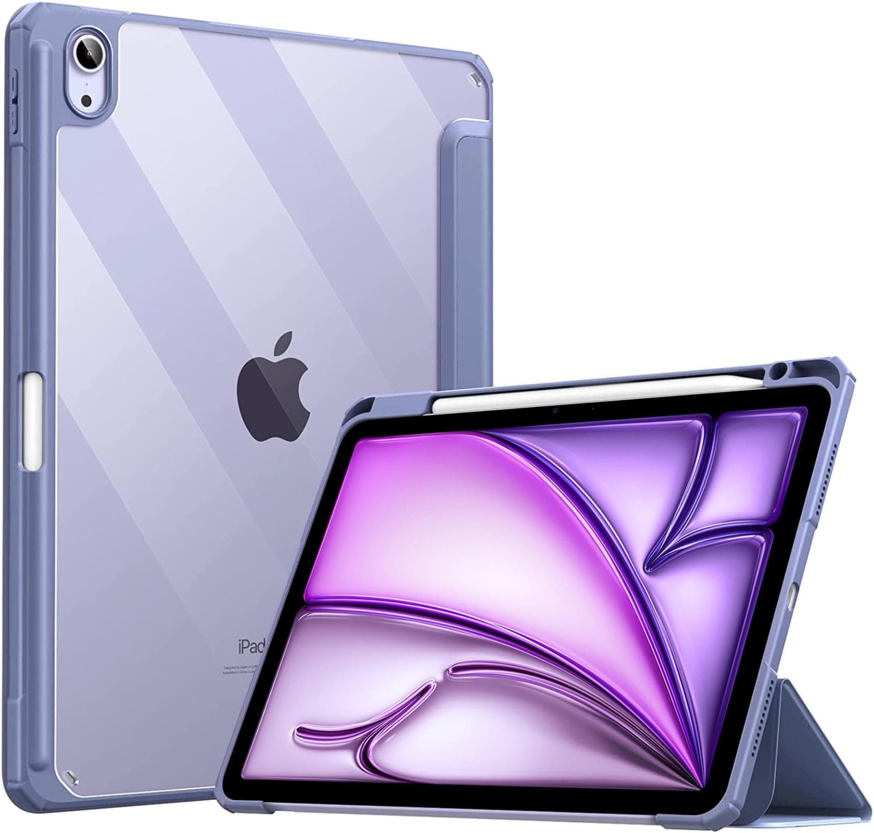 Robustrion Case Cover for iPad Air 11 Inch Cover M4 / M3 / M2 / iPad Air 5th Generation/Air 4th Gen Hybrid Case with [Pencil Holder] for iPad Air 11 inch M4 / M3 / M2 / Air 4th 5th Gen - Lavender