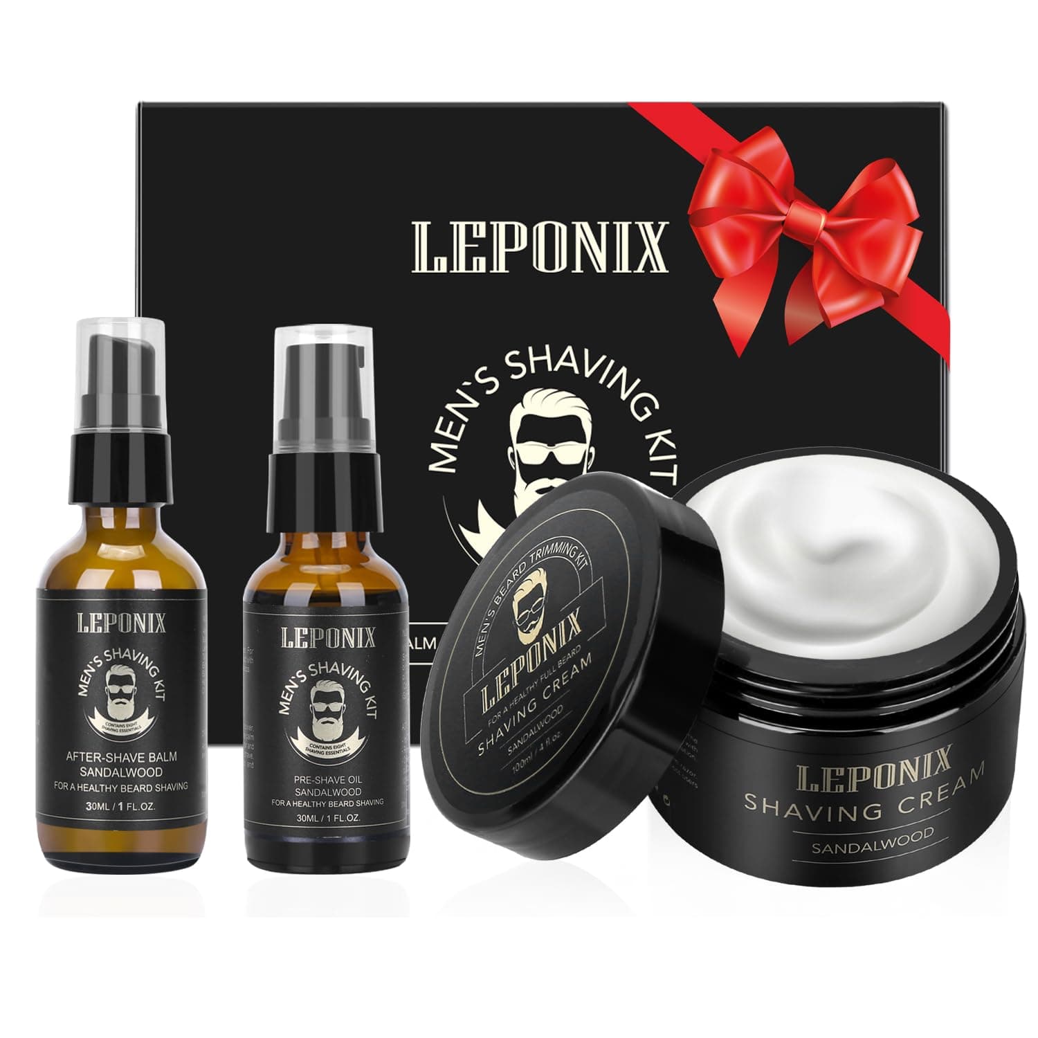 Shaving Kit for Men, Aftershave Men Gift Set Includes Sandalwood Shaving Crea...