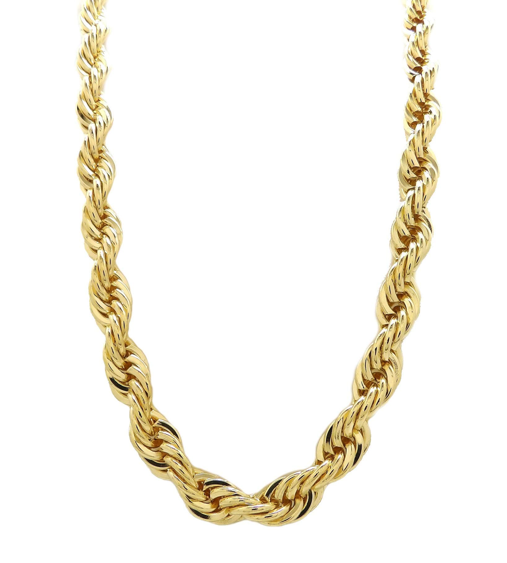 Fashion 21Hip Hop 80' Unisex Rapper's 8, 10, 12mm Hollow Rope Chain Necklace in Gold, Silver Tone