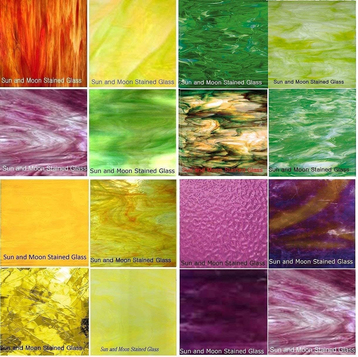 6" x 8" Variety Stained Glass Pack (8 Pieces) by Sun and Moon Stained Glass