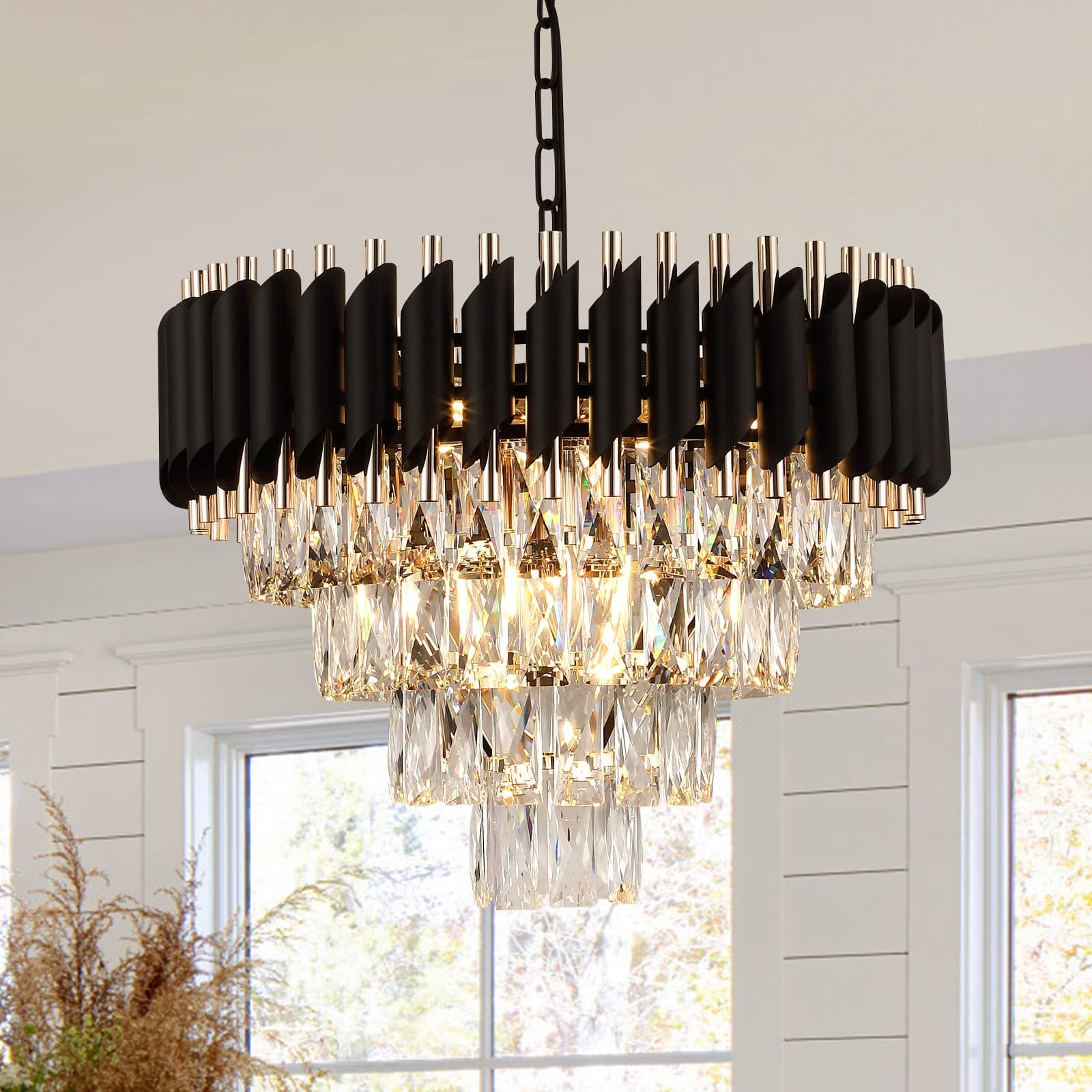 Black and Gold Crystal Chandelier