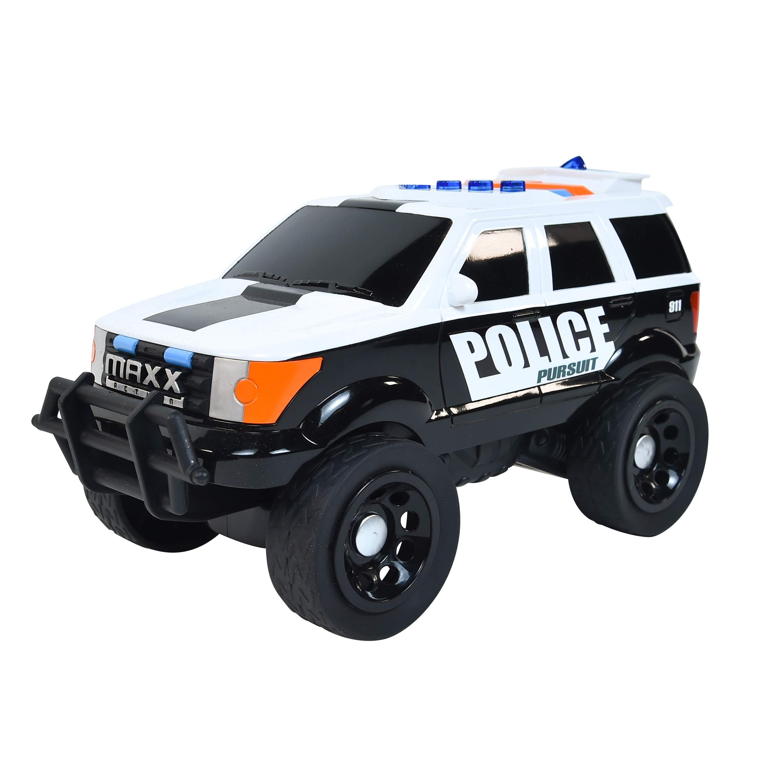 Sunny Days Entertainment Maxx Action 12’’ Large Police Car Toy – Siren Sounds and Bright Lights | Motorized Drive and Soft Grip Tires | Rescue SUV Patrol Vehicle for Kids 3-8