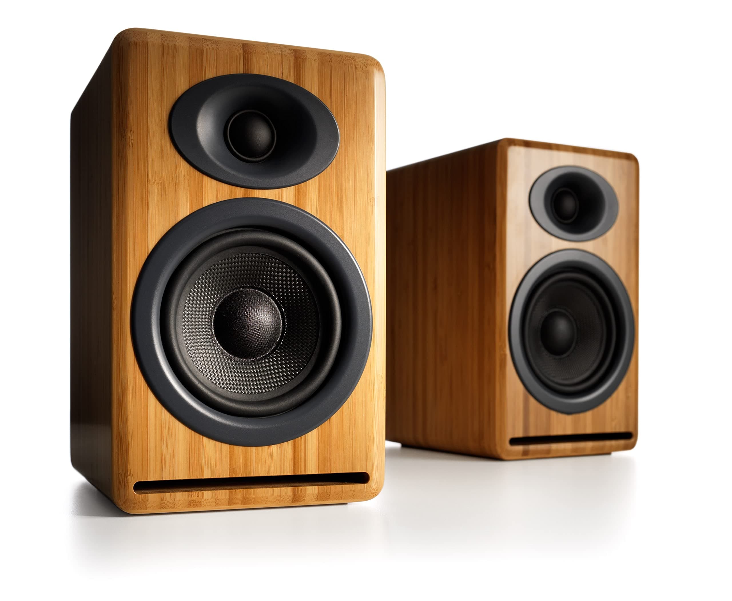 Audioengine P4 Passive Bookshelf Speakers - Compact Speakers and Home Music System | 2-Way Powered Speakers (Bamboo)