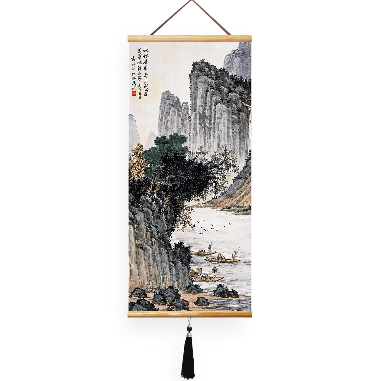 EAPEY Prints Chinese Scroll Hanging Japanese Wall Art Ink Landscape Painting