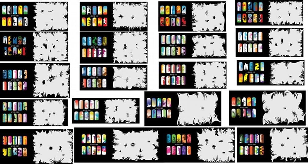 HUBEST Reuseable Airbrush Nail Art Stencil 400 DESIGNS - 20 Template Sheets Kit Set 10