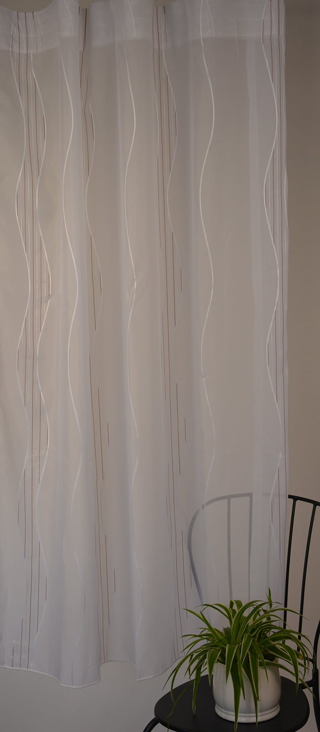 Drive Shaft Band Design Store GERSTER Happy Home Decorative Curtain Tab-Top Voile Curtain Semi-Transparent 143 cm x 167 cm White/Dark Red