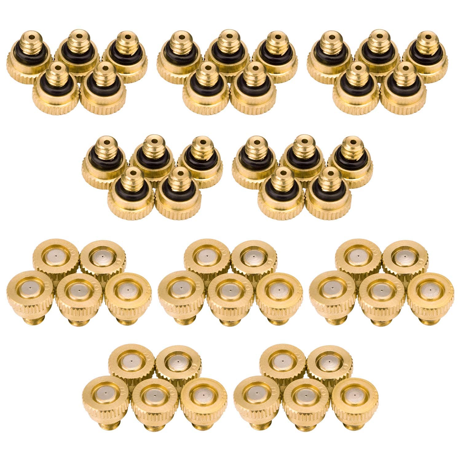 Awpeye 50PCS Brass Misting Nozzles for Outdoor Cooling System 0.012" Orifice (0.3 mm) 10/24 UNC
