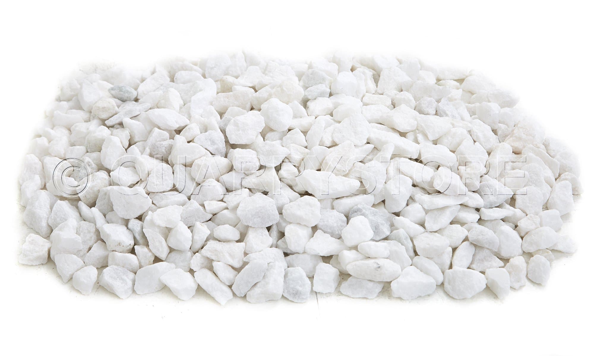 Quarrystore White Marble Stone Chippings Approximately 14mm in Size - Ideal Outside Decorative Stones for Gardens - 2kg