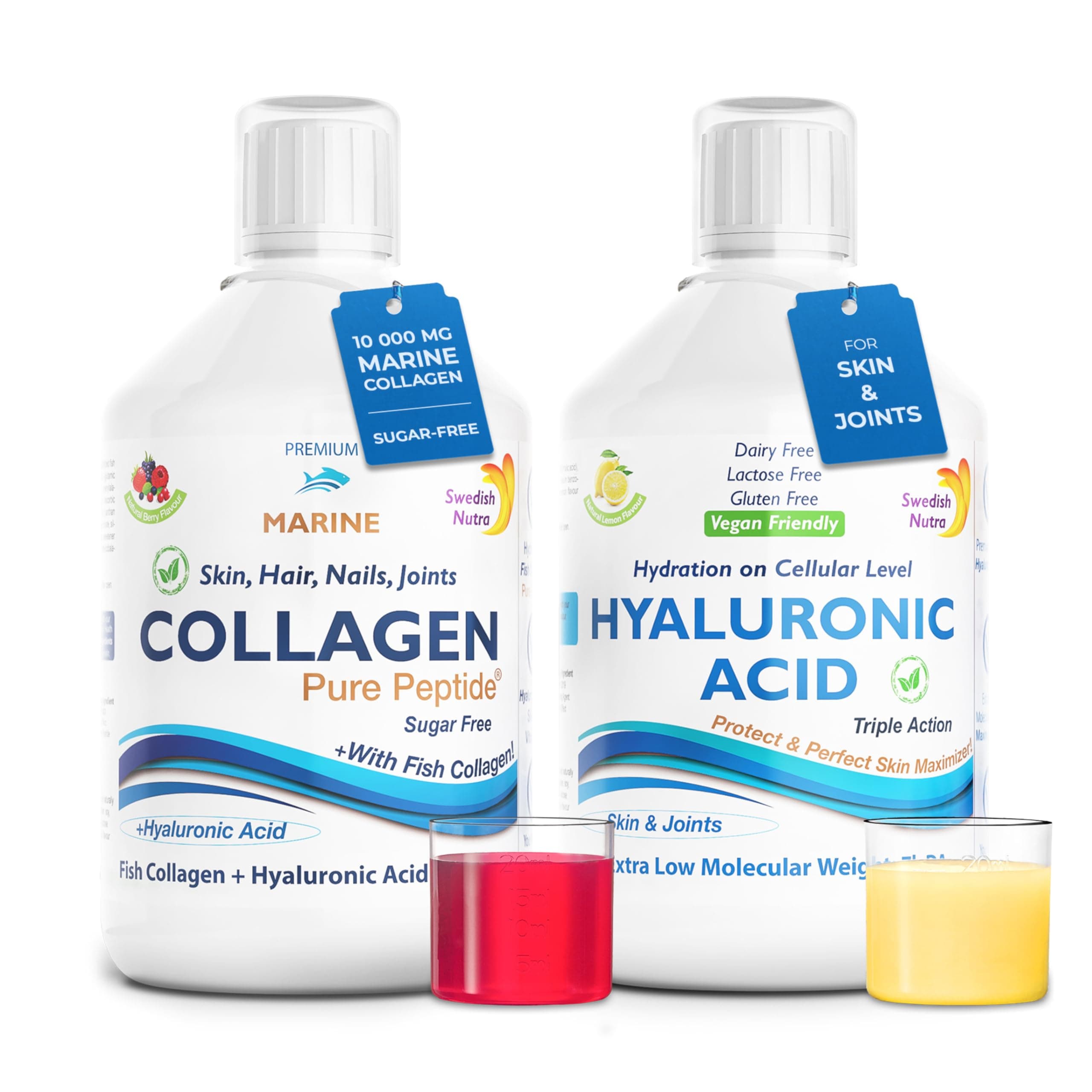 Marine Collagen 10000 mg & Hyaluronic Acid I Sugar-Free I Great for Hair, Skin and Nails & 100% Natural Flavour