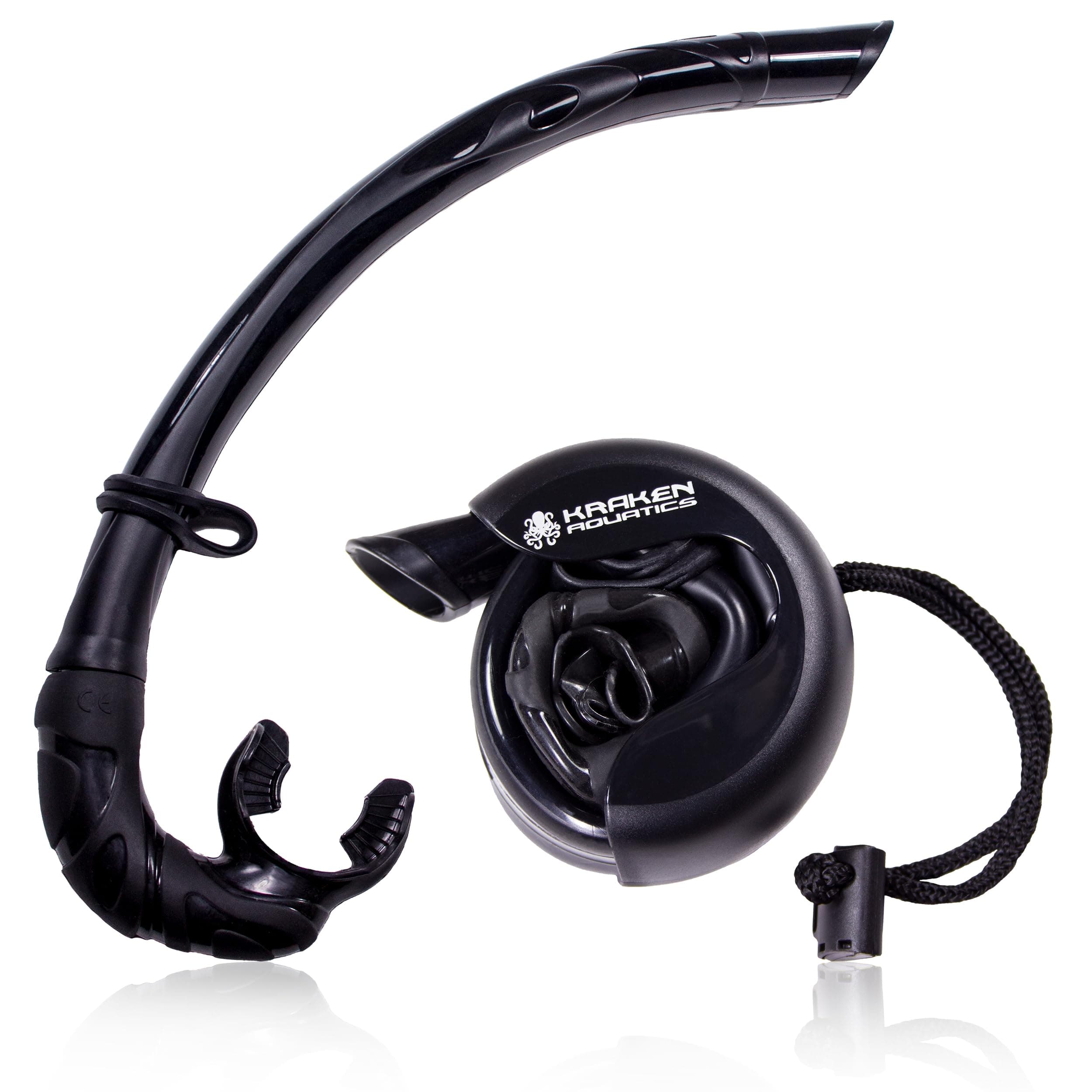 Kraken Aquatics Freediving Snorkel - Flexible Roll Up Snorkel with Compact Storage Case - Scuba Gear for Scuba Diving, Freediving, Spearfishing & Snorkeling - Collapsible Silicone Folding Snorkel Tube