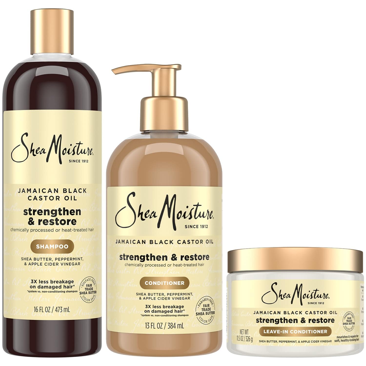 SheaMoisture Strengthen & Restore Shampoo Conditioner + Leave-In Conditioner