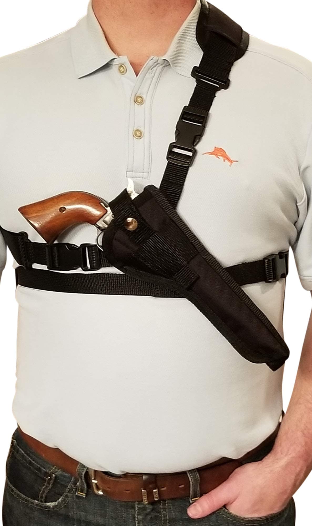 Chest/Shoulder Gun Holster | Fits Ruger New Model Blackhawk Revolvers in 3.75" - 7.5" Barrel Lengths and Other Similar Sized Revolvers