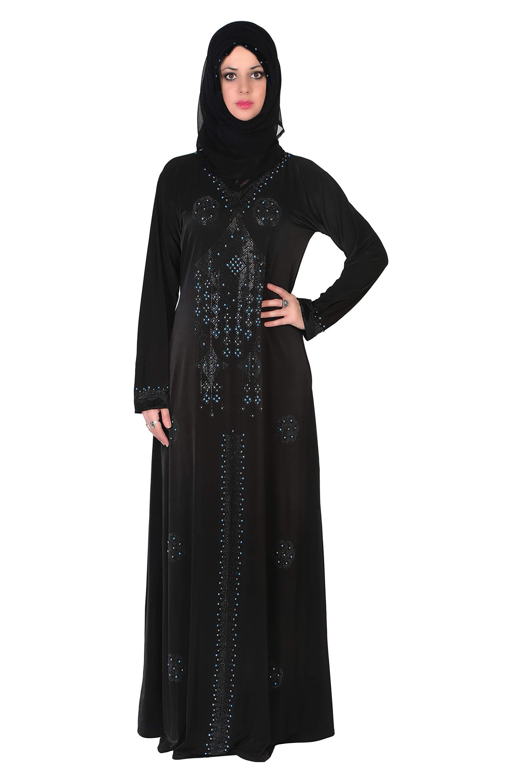 Sofias Abaya Women's Al Nida Fabric Burqa Set (Jd-010_Black_Free Size)