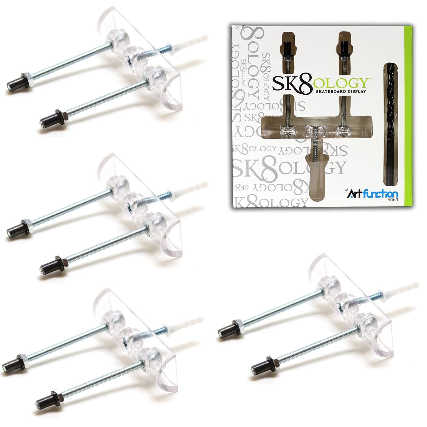 Sk8ology Skateboard Deck Display 5 Pc Kit Floating Wall Mount_AB