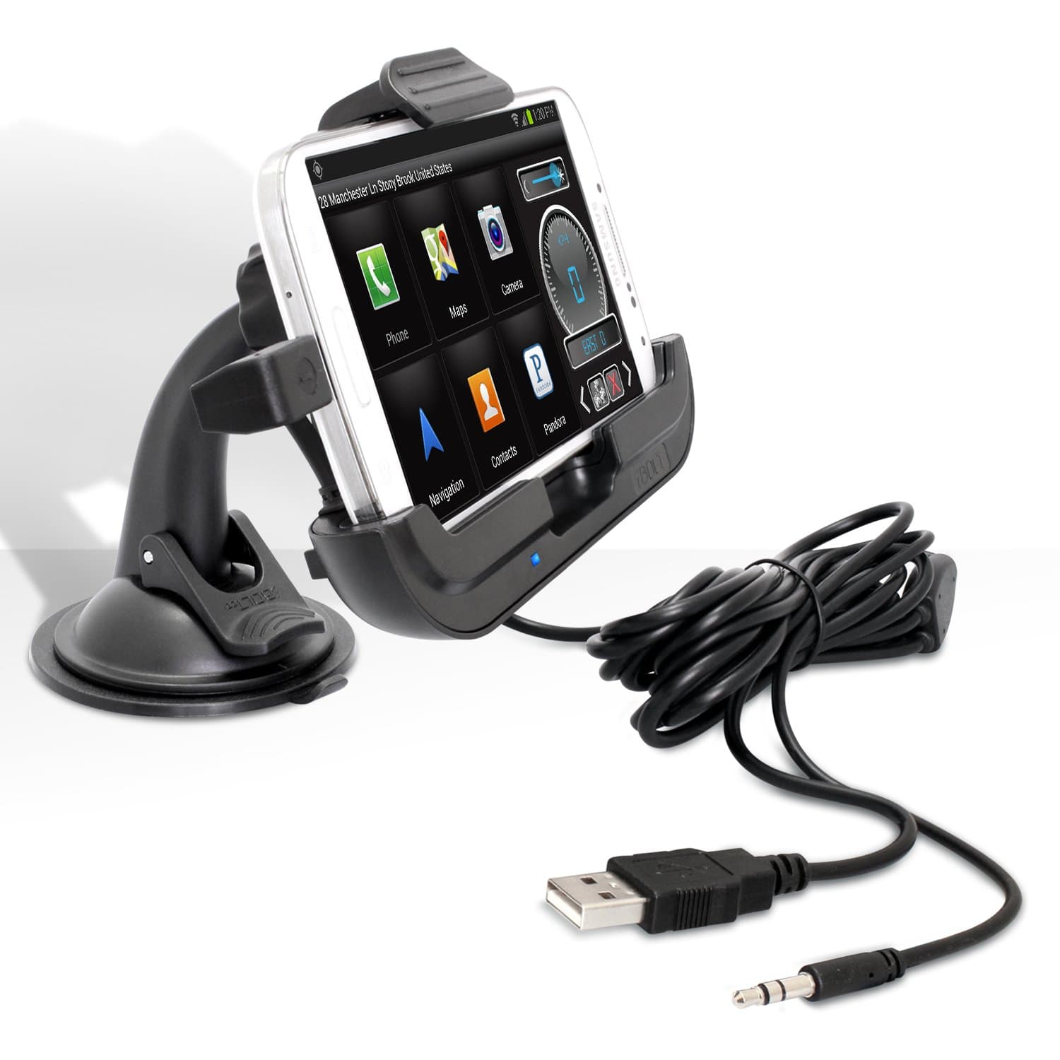 iBOLT ChargingDock Car Mount, Holder for Samsung Galaxy S3 & S4, with 9ft car speaker sound integration cable, works with many cases.