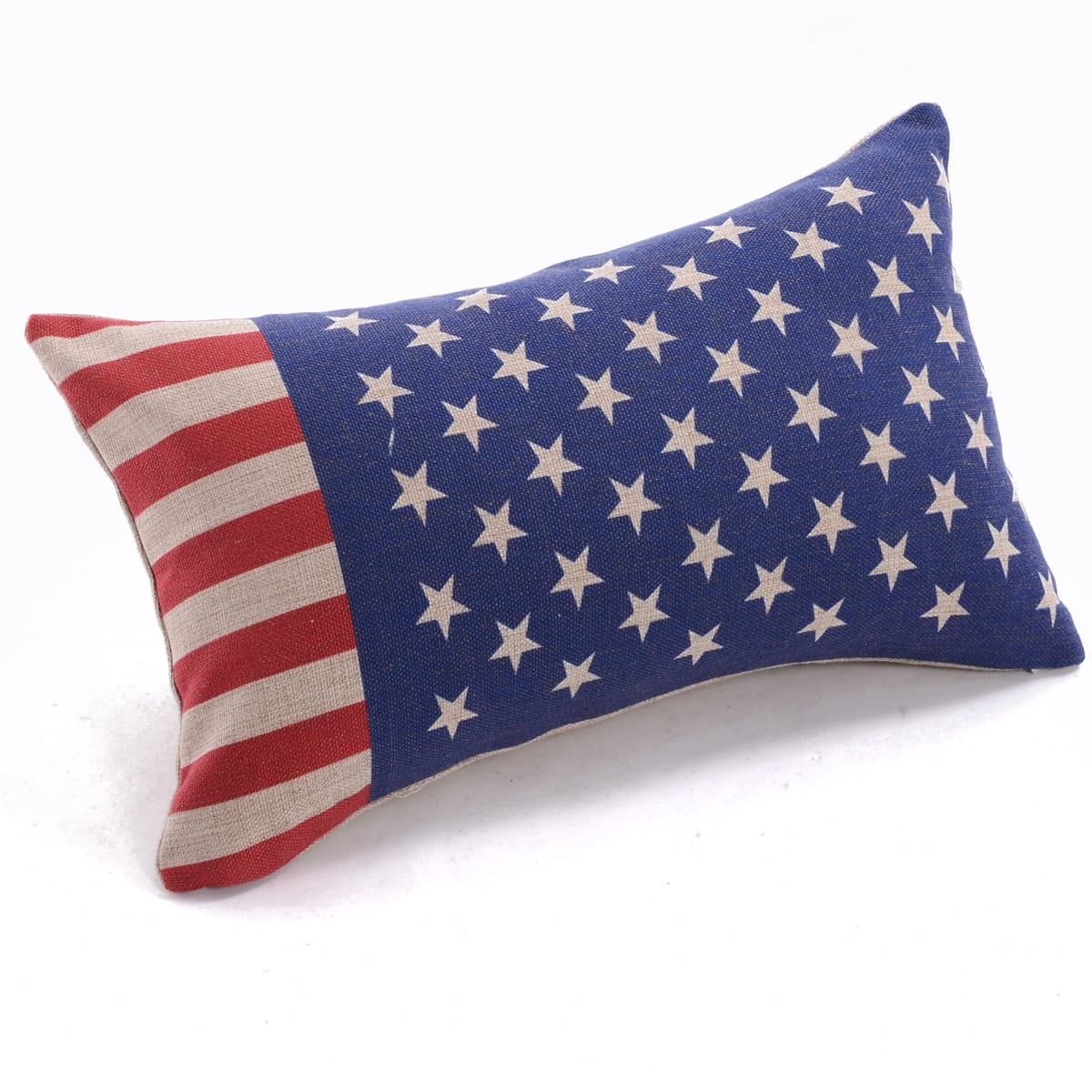 SofaMATES Linen Rectangle Decorative Cushion Cover Retro Lumbar Pillowcase 12" x 20" Printed Amarica USA the Stars and Stripes