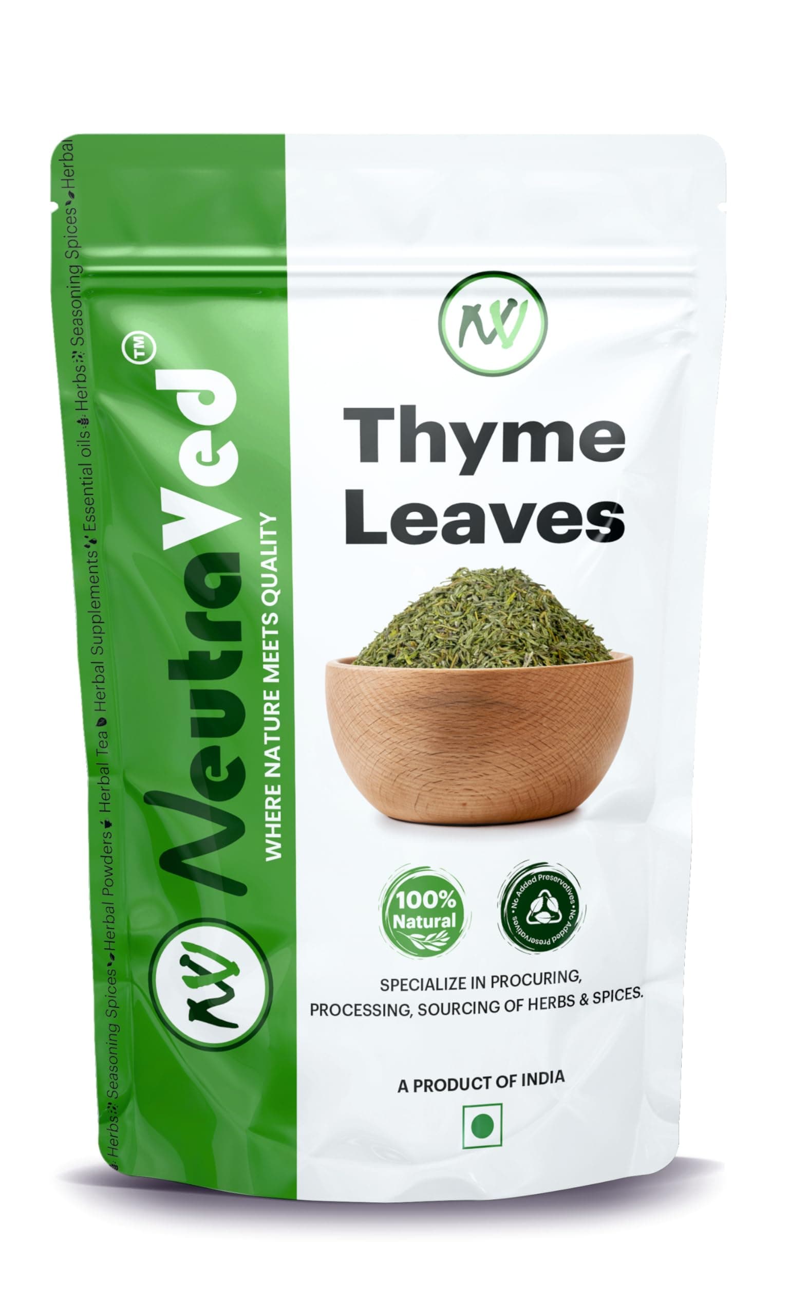 - NeutraVed Thyme Leaves Dried – Dried Thyme Herb for Seasoning & Herbal Tea, Natural Aromatic Spice for Cooking, Soups, Marinades & Wellness Drinks, 70g