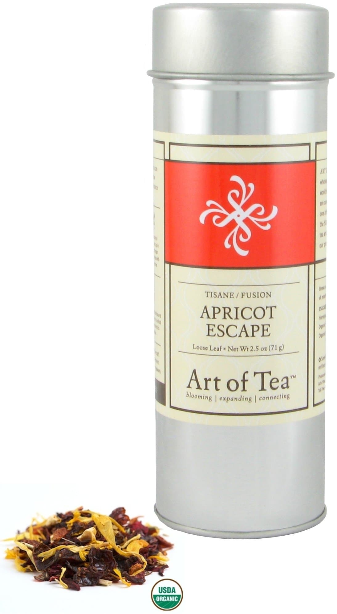 Art of Tea Organic Apricot Escape Loose Leaf Tisane Tea (Caffeine Free) - 2.5oz Tin