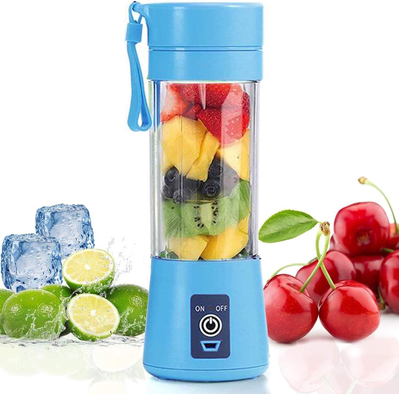 AncocsMini Portable Blender,Personal Blender Small Fruit Mixer Electric USB Rechargeable Juicer Cup Fruit Mixing Machine Home Travel 380ml,Six Blades 3D（Please Buy direct sales store,others are fake）