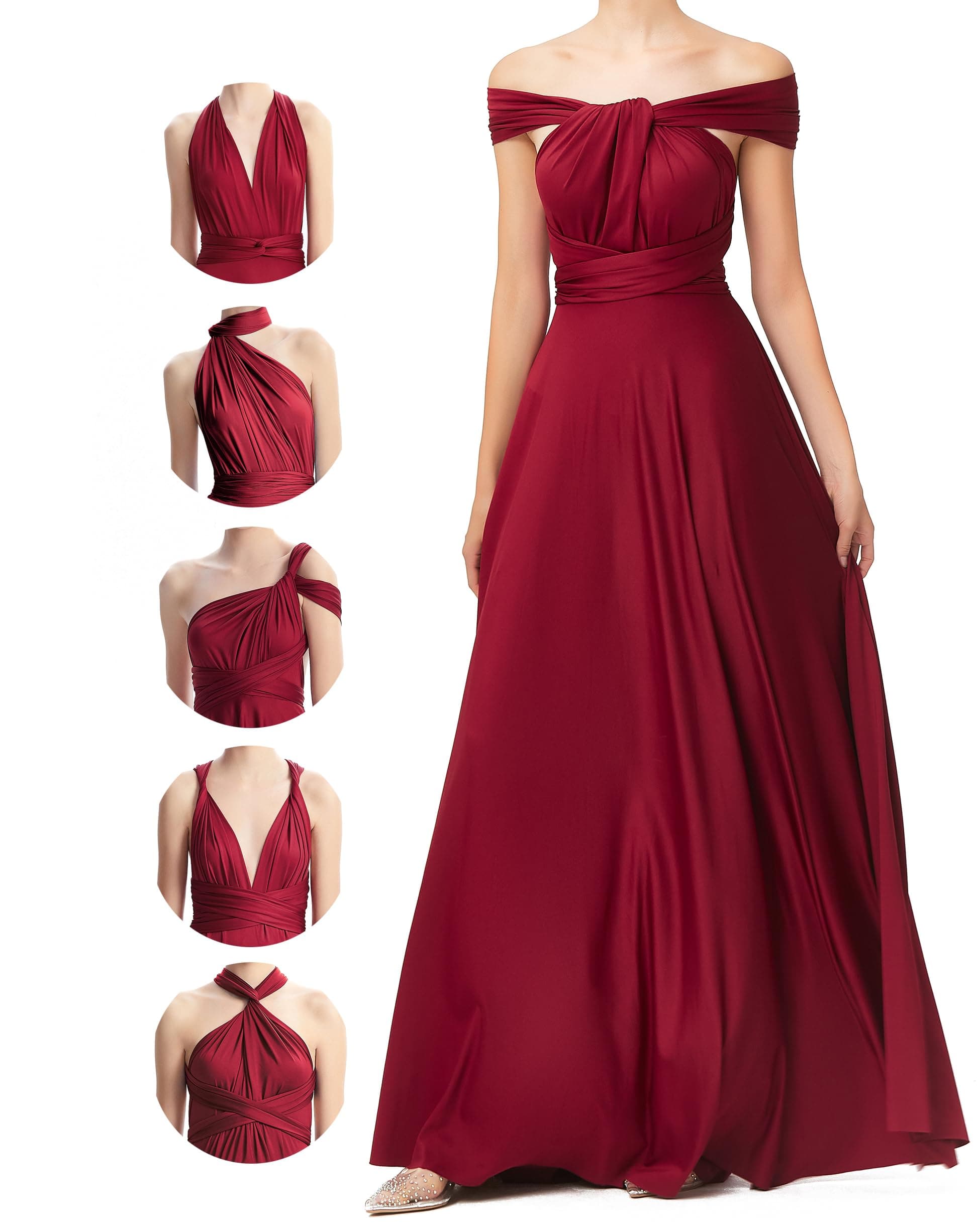 Multiway Dresses with Bandeau,Multiway Bridesmaid Dresses,Convertible Infinity Dress,Wedding Guest Dresses for Women Plus Size Maxi Floor Length Long,Transformer Dress,Maternity,Prom,Evening Gown