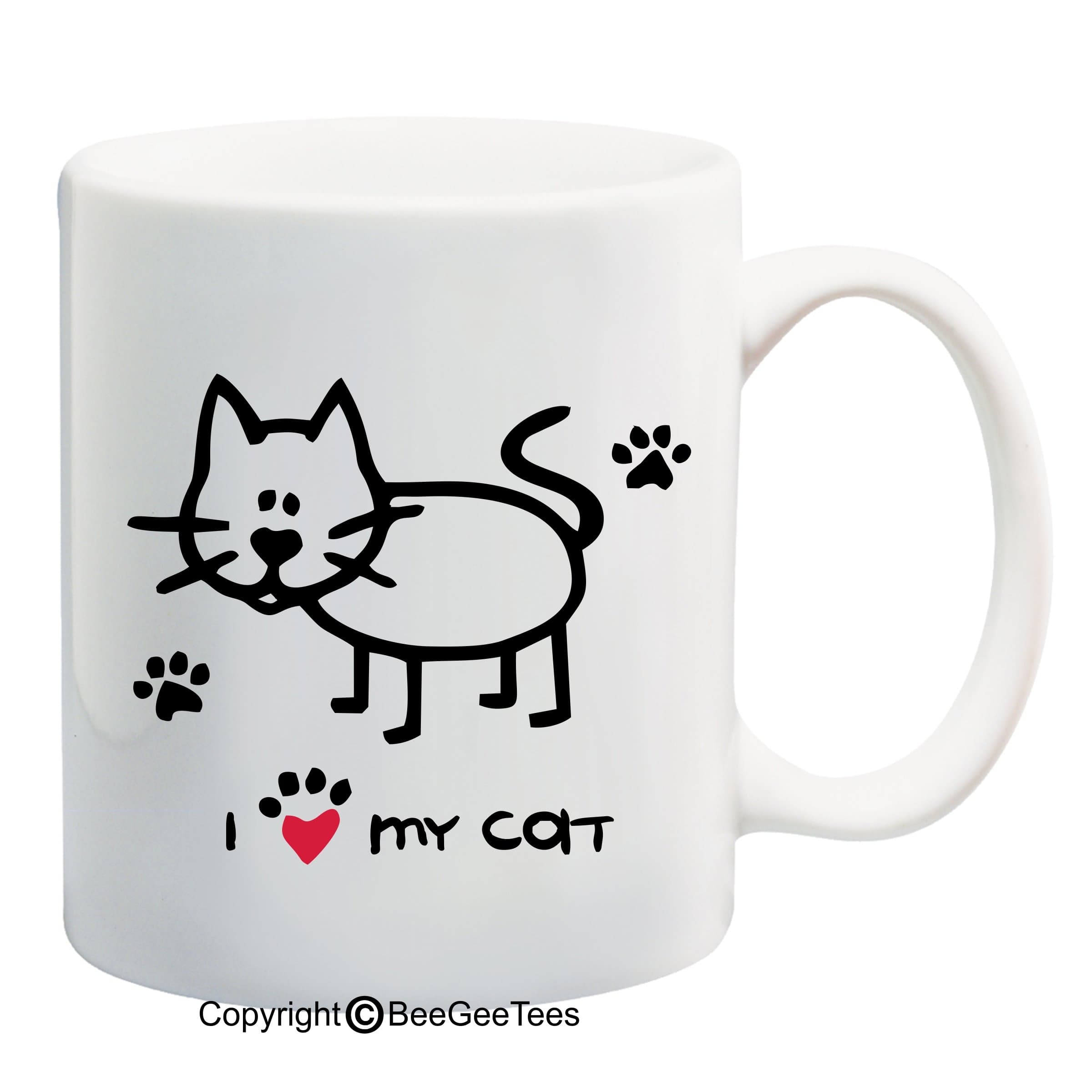 BeeGeeTees I Love My Cat Coffee or Tea Cup Funny Cat Lover Gift Mug 04903 (15 oz)