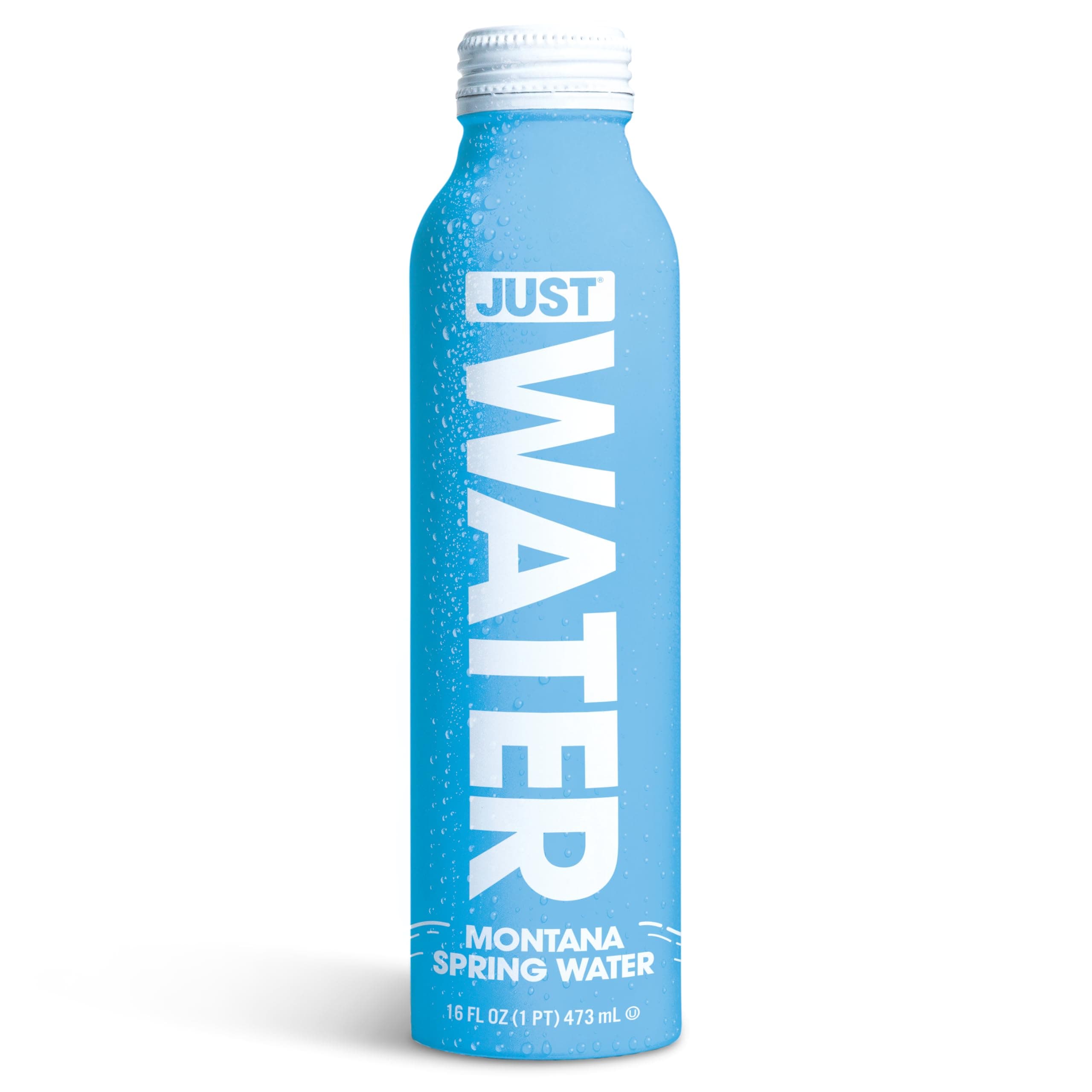 JUST Water, Premium Pure Still Spring Water in an infinitely recyclable aluminum bottle- Naturally Alkaline, High 8.0 pH - Fully Recyclable canned water, 16 Fl Oz (Pack of 12)