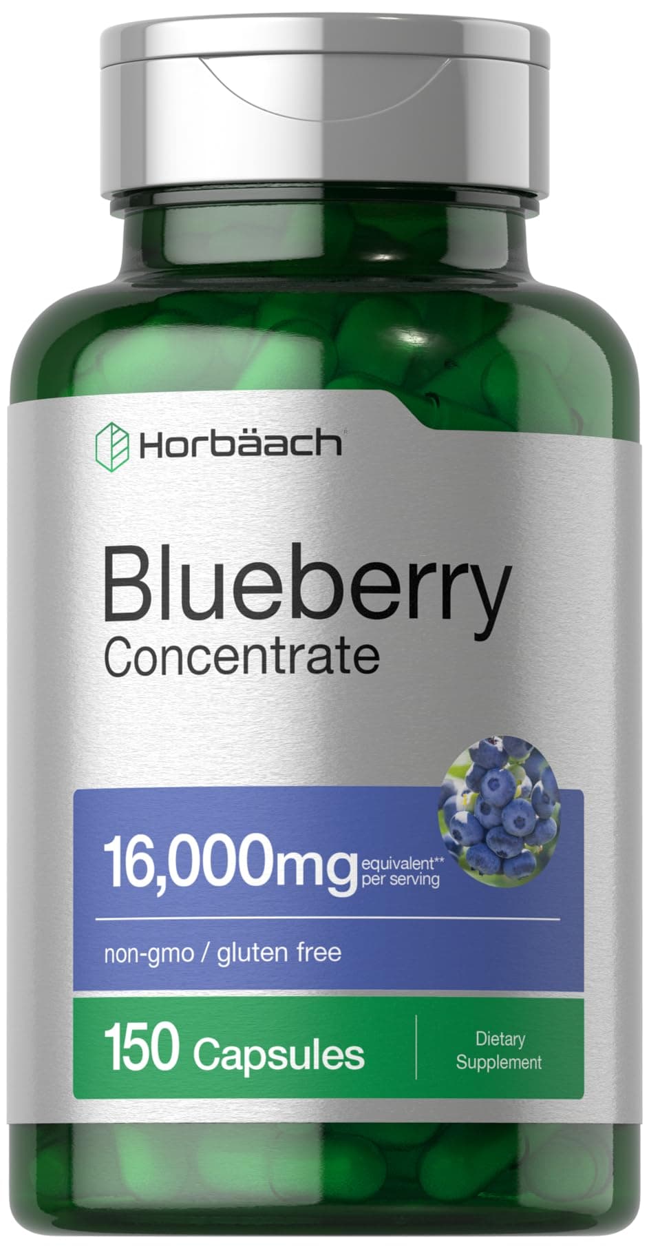 Horbäach Blueberry Extract Supplement | 150 Capsules | Blueberry Concentrate | Non-GMO, Gluten Free