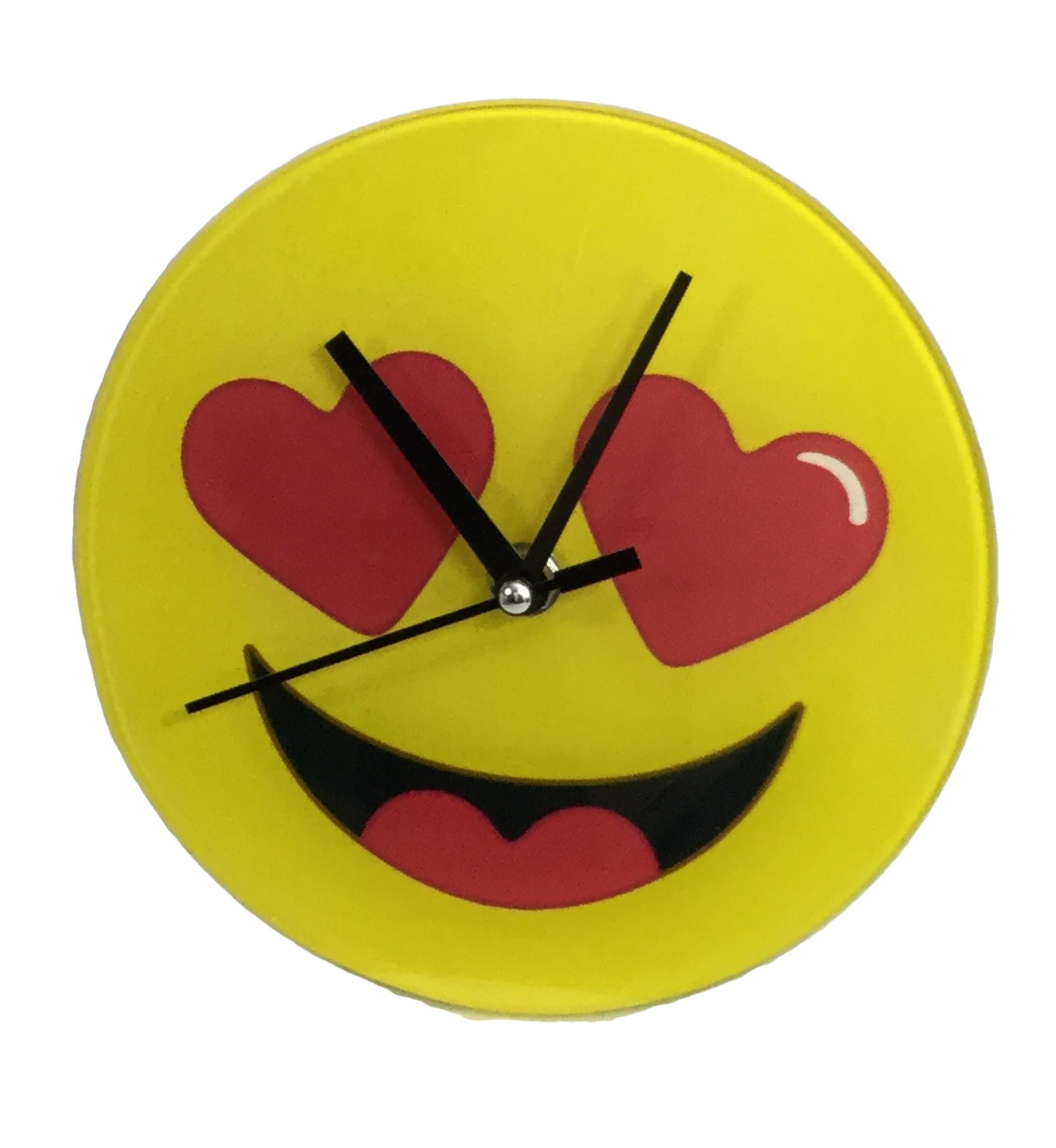 Emoji Wall or Desk Clock, 6.71 inch with Stand for Tabletop (Yellow / Love)